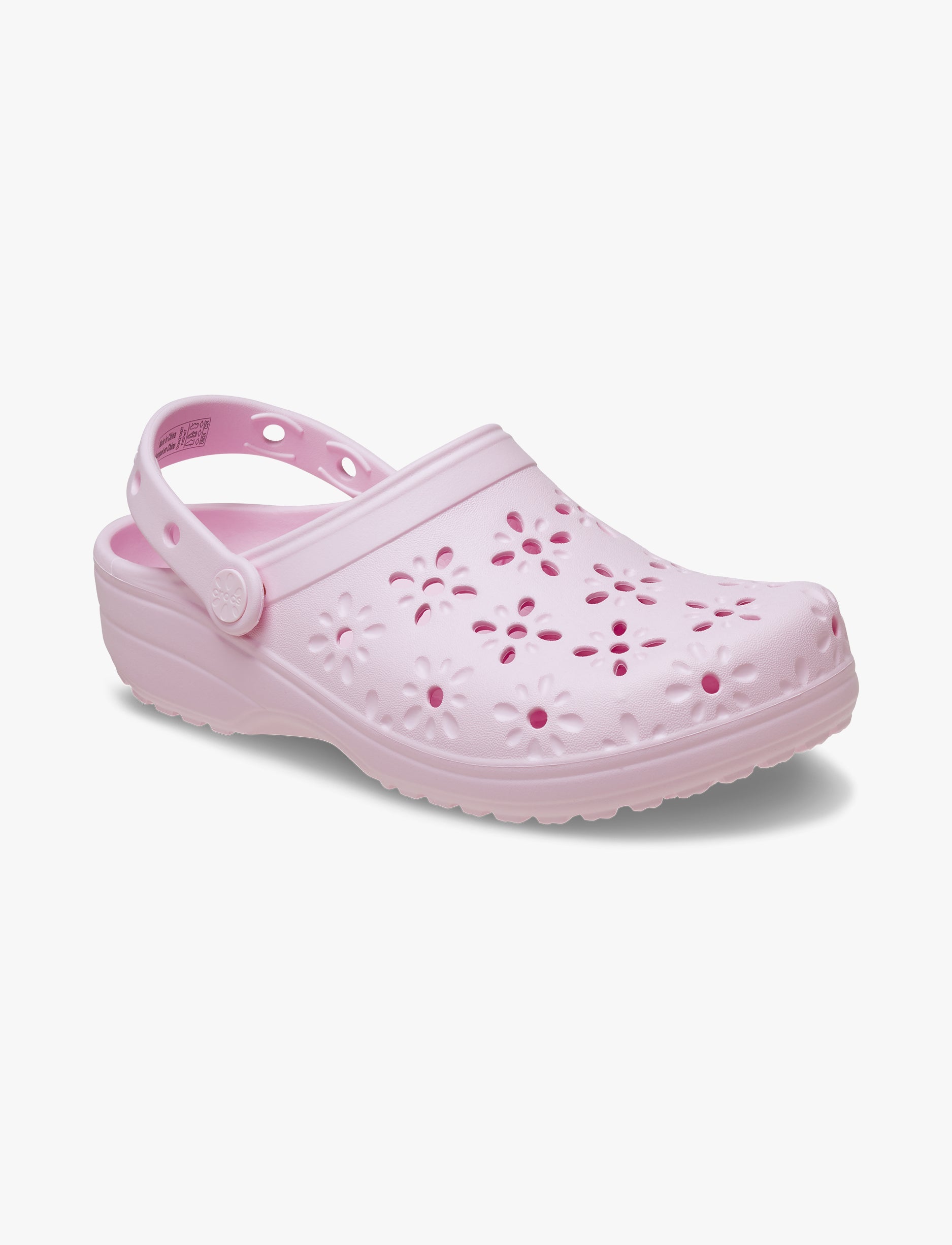 Crocs Classic Floral Cut Out Clog - כפכפי קרוקס לנשים בצבע ורוד חלבי