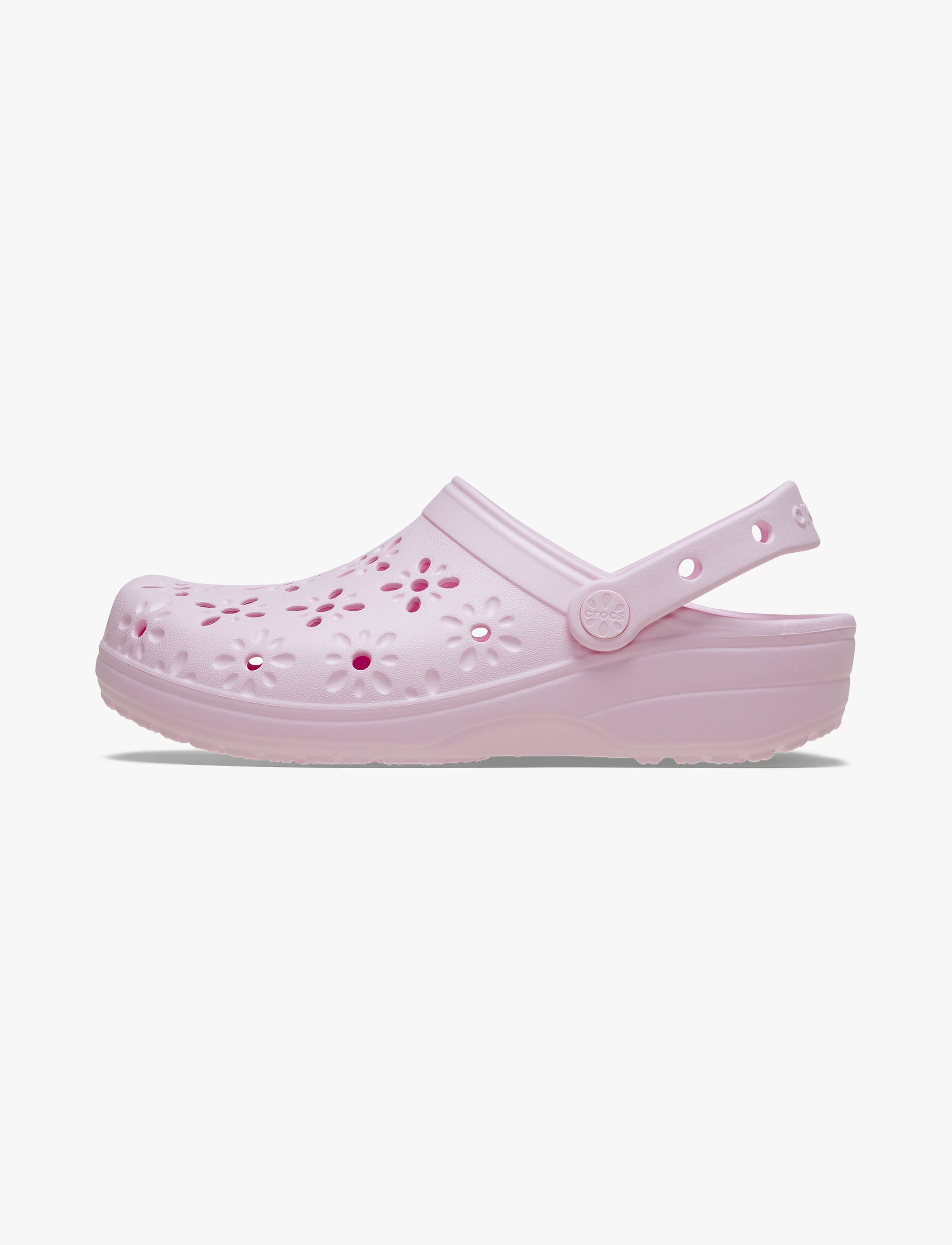 Crocs Classic Floral Cut Out Clog - כפכפי קרוקס לנשים בצבע ורוד חלבי