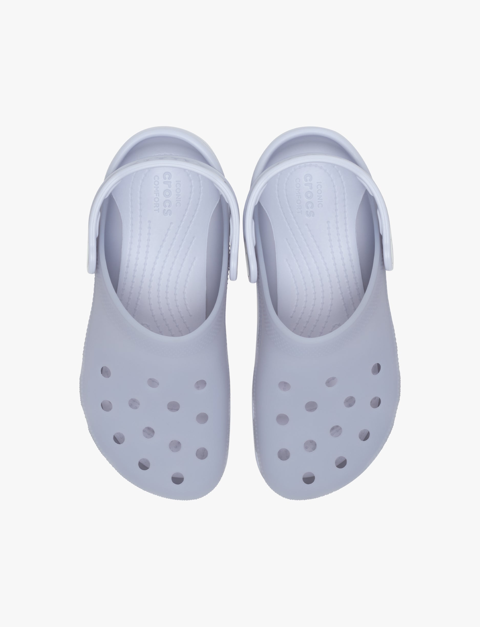Crocs Classic Frosted Clog - כפכפי קלוג קרוקס בגימור שקוף-מט בצבע סגלגל ירח
