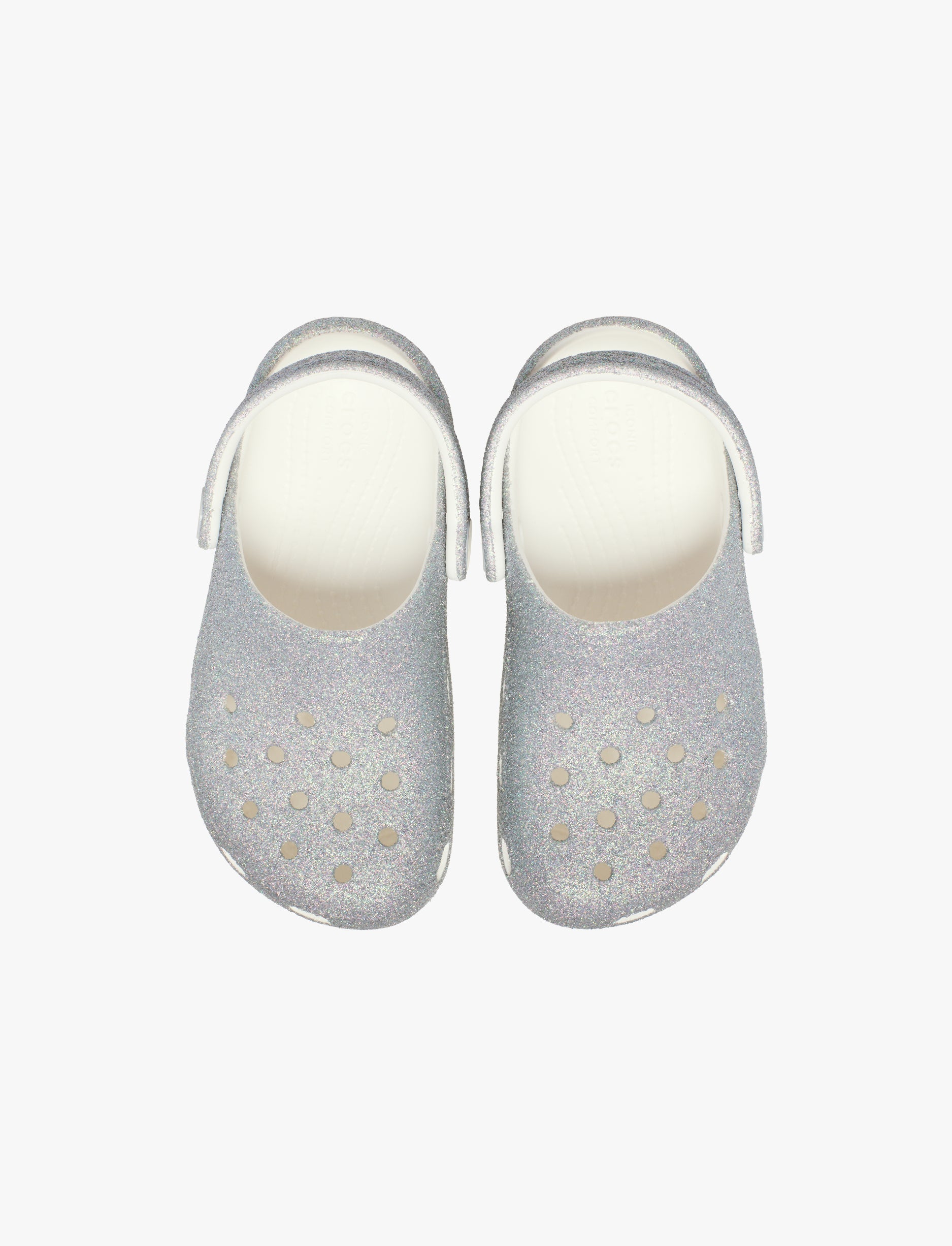 Crocs Classic Iridescent Glitter Clog T - כפכפי קרוקס קלוג גליטר לבנות בצבע לבן נצנצים מידות קטנות