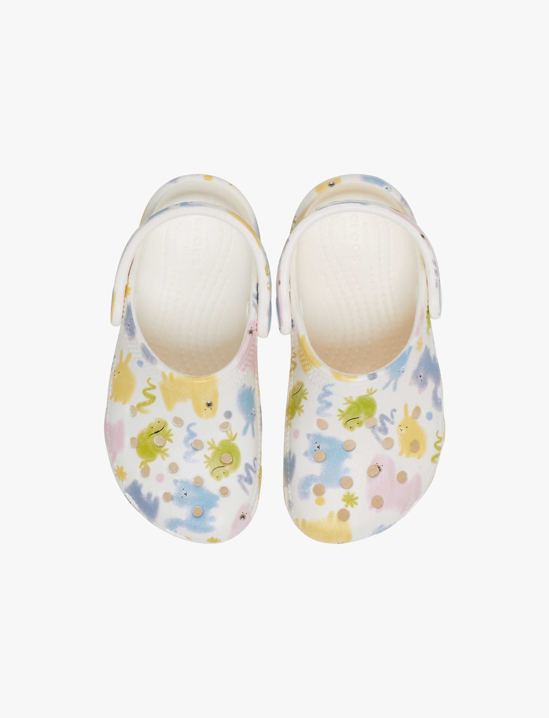 Crocs Classic Pastel Pets Clog T- כפכפי קרוקס לילדים בצבע לבן גיר בהדפס צבעוני מידות קטנות