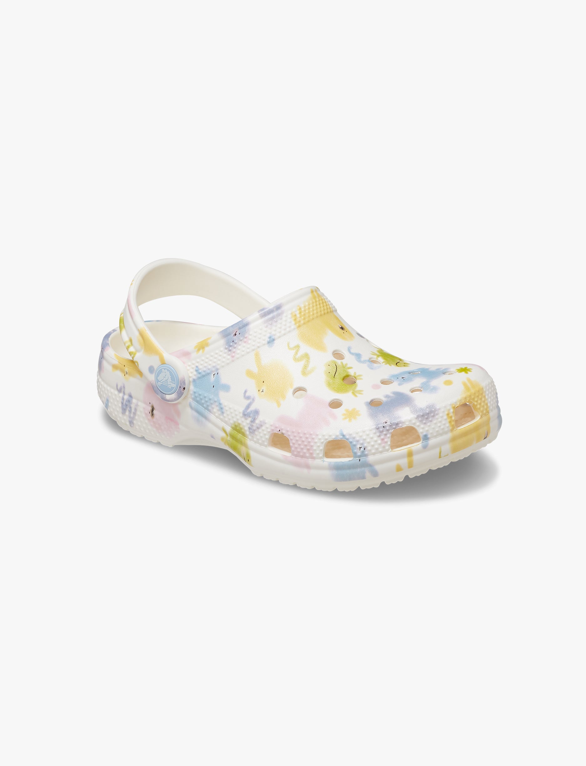 Crocs Classic Pastel Pets Clog K - כפכפי קרוקס לילדים בצבע לבן גיר בהדפס צבעוני