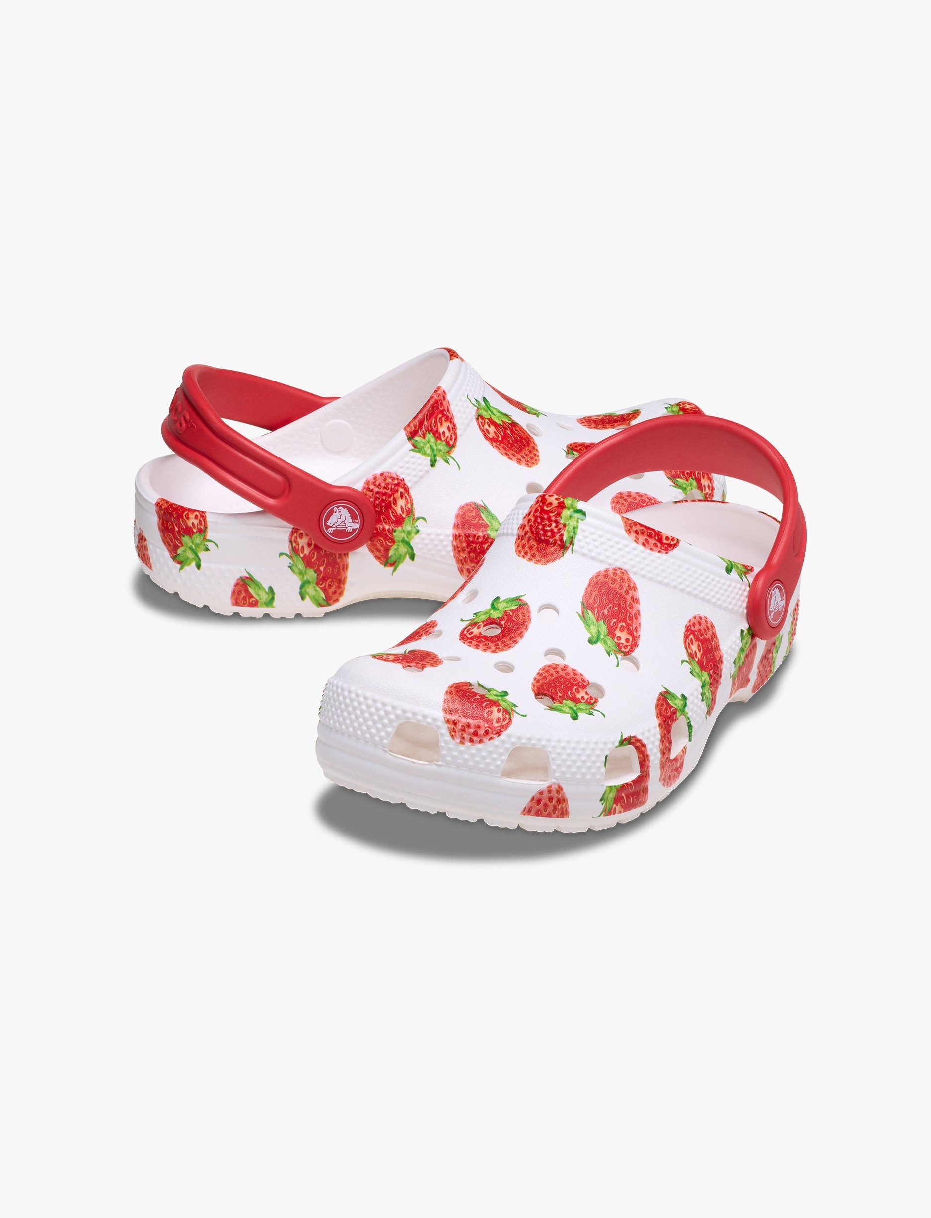 Crocs Classic Fresh Fruits K - כפכפי קרוקס לילדים בצבע לבן בהדפס תותים אדומים