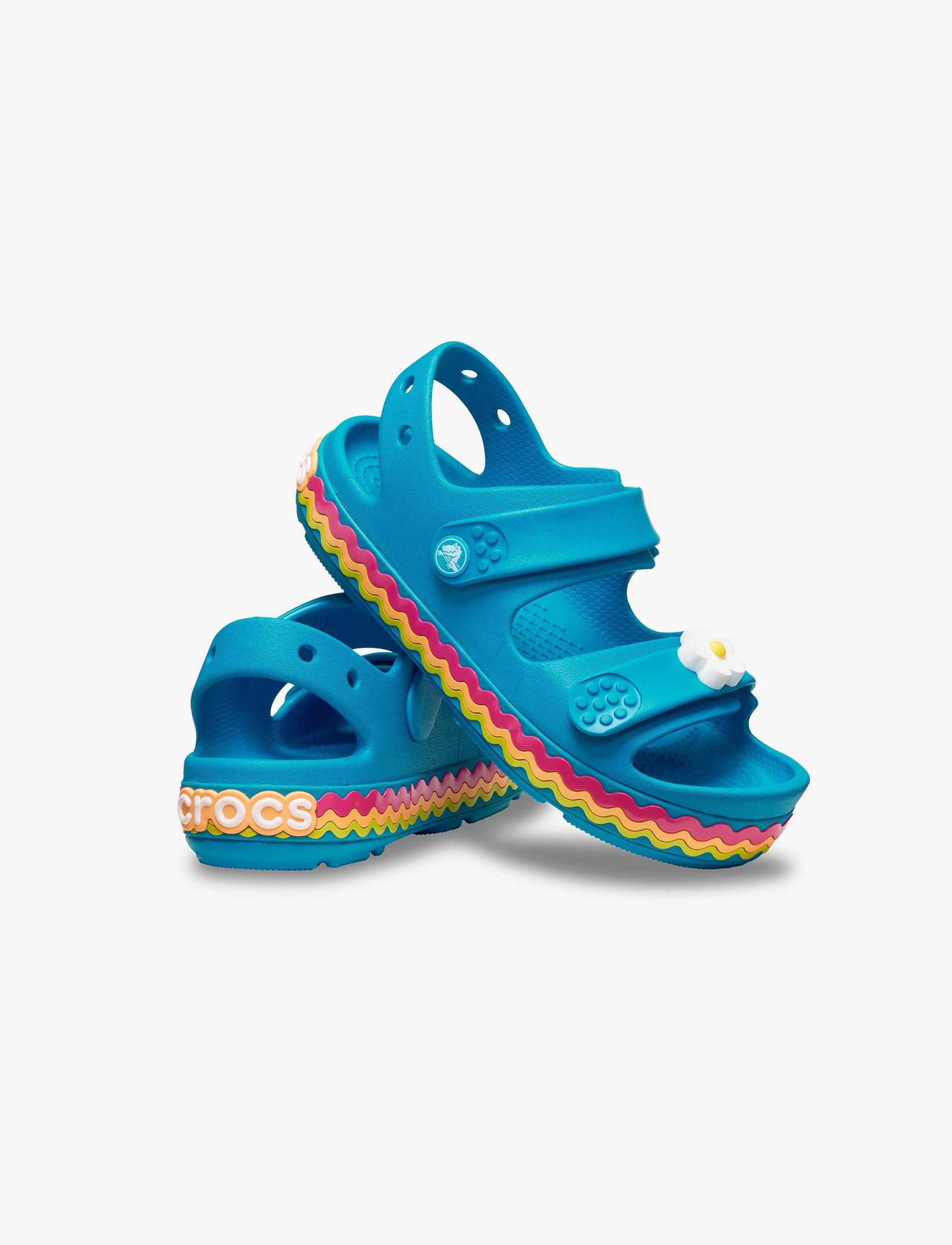 Crocs Crocband Cruiser Ric Rac T - סנדלי קרוקס לילדים בצבע כחול סוליה צבעונית