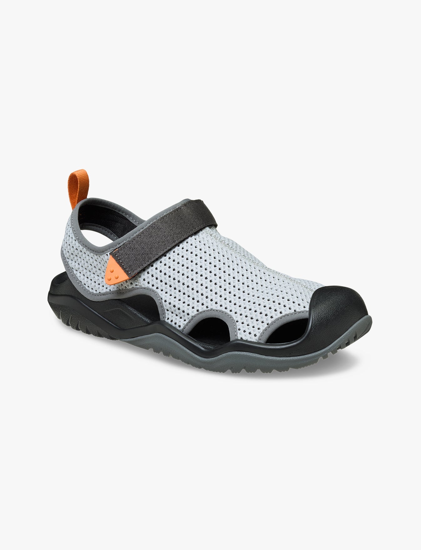 Crocs Swiftwater Mesh Deck Sandal - סנדלי קרוקס סוויפווטר לגברים בצבע מיראז' אפור/שחור