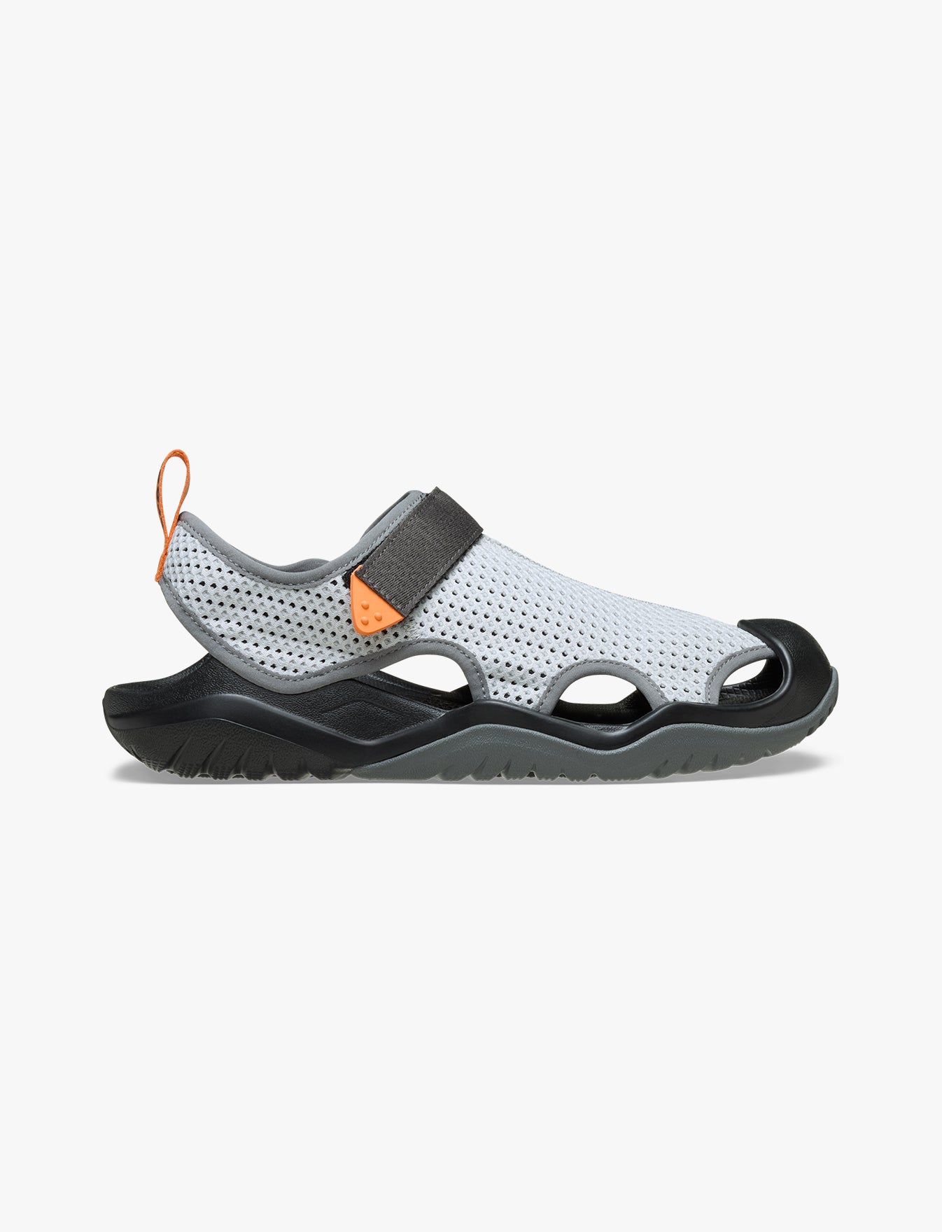 Crocs Swiftwater Mesh Deck Sandal - סנדלי קרוקס סוויפווטר לגברים בצבע מיראז' אפור/שחור