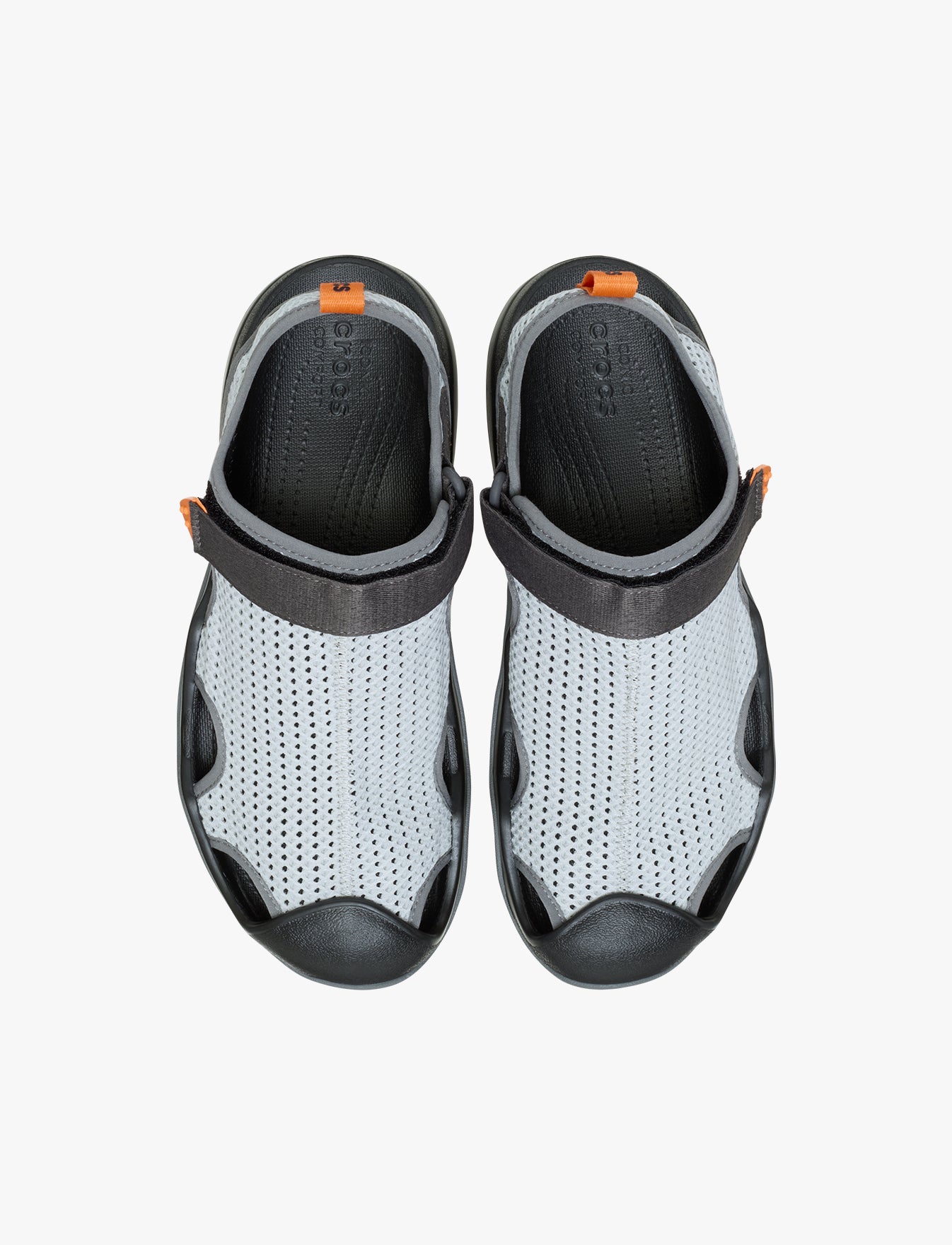 Crocs Swiftwater Mesh Deck Sandal - סנדלי קרוקס סוויפווטר לגברים בצבע מיראז' אפור/שחור