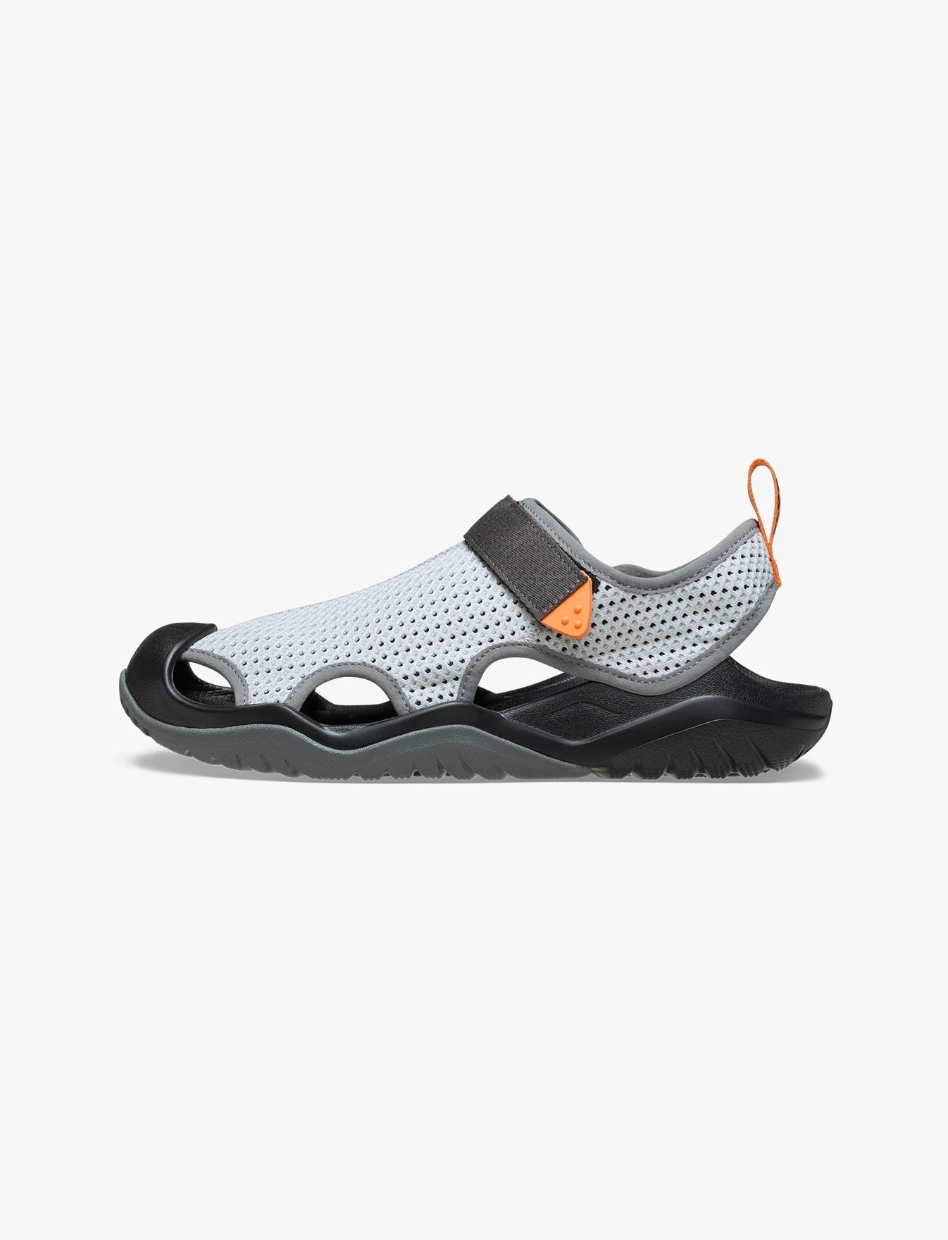 Crocs Swiftwater Mesh Deck Sandal - סנדלי קרוקס סוויפווטר לגברים בצבע מיראז' אפור/שחור