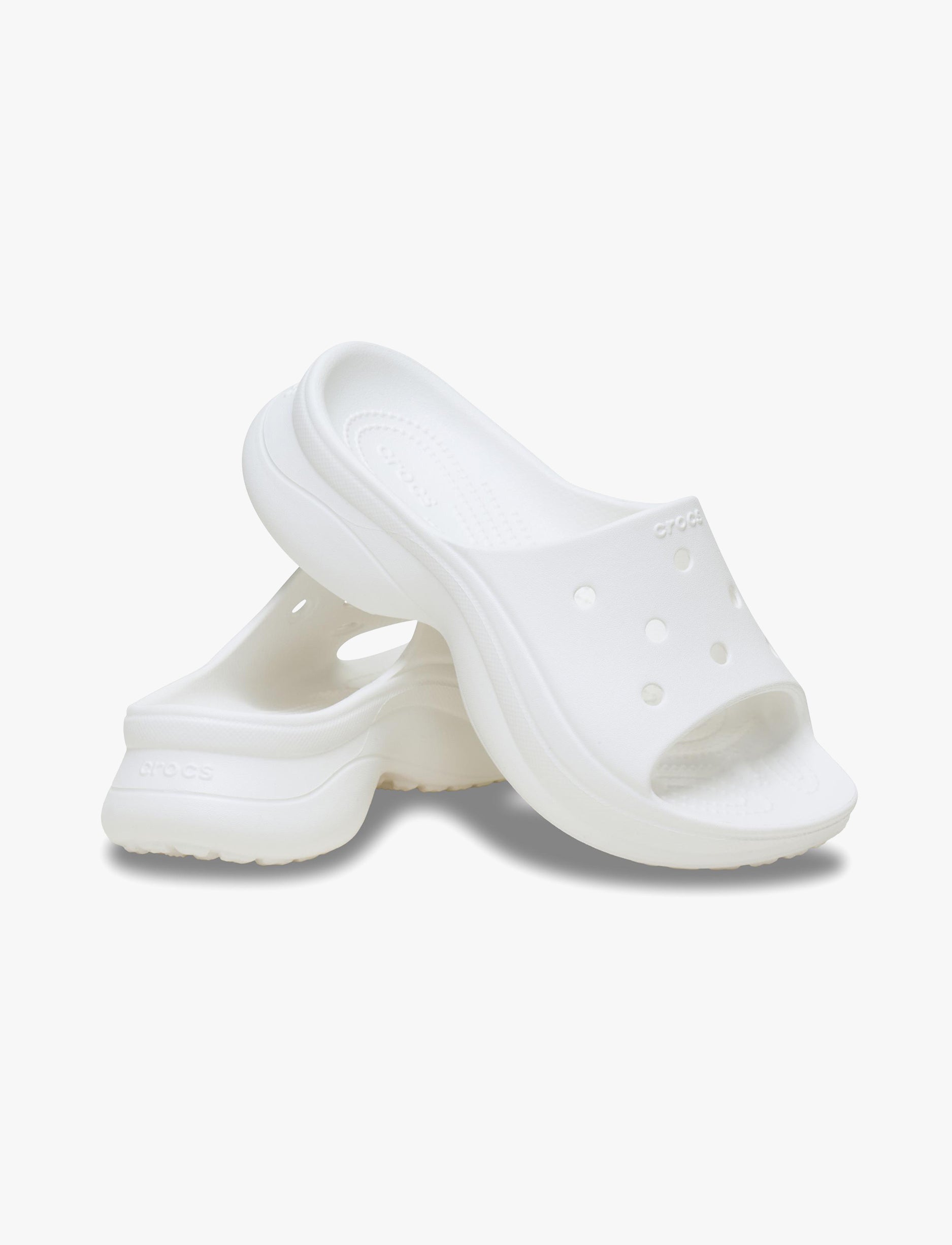 Crocs Bae Slide - כפכפי סלייד פלטפורמה קרוקס לנשים בצבע לבן