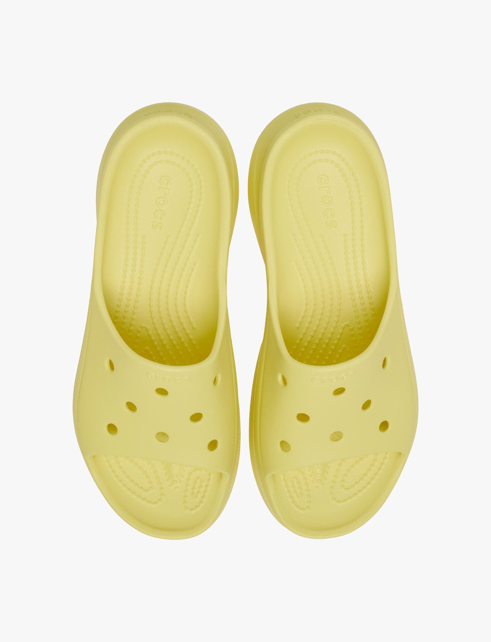 Crocs Bae Slide - כפכפי סלייד פלטפורמה קרוקס לנשים בצבע צהוב שושן