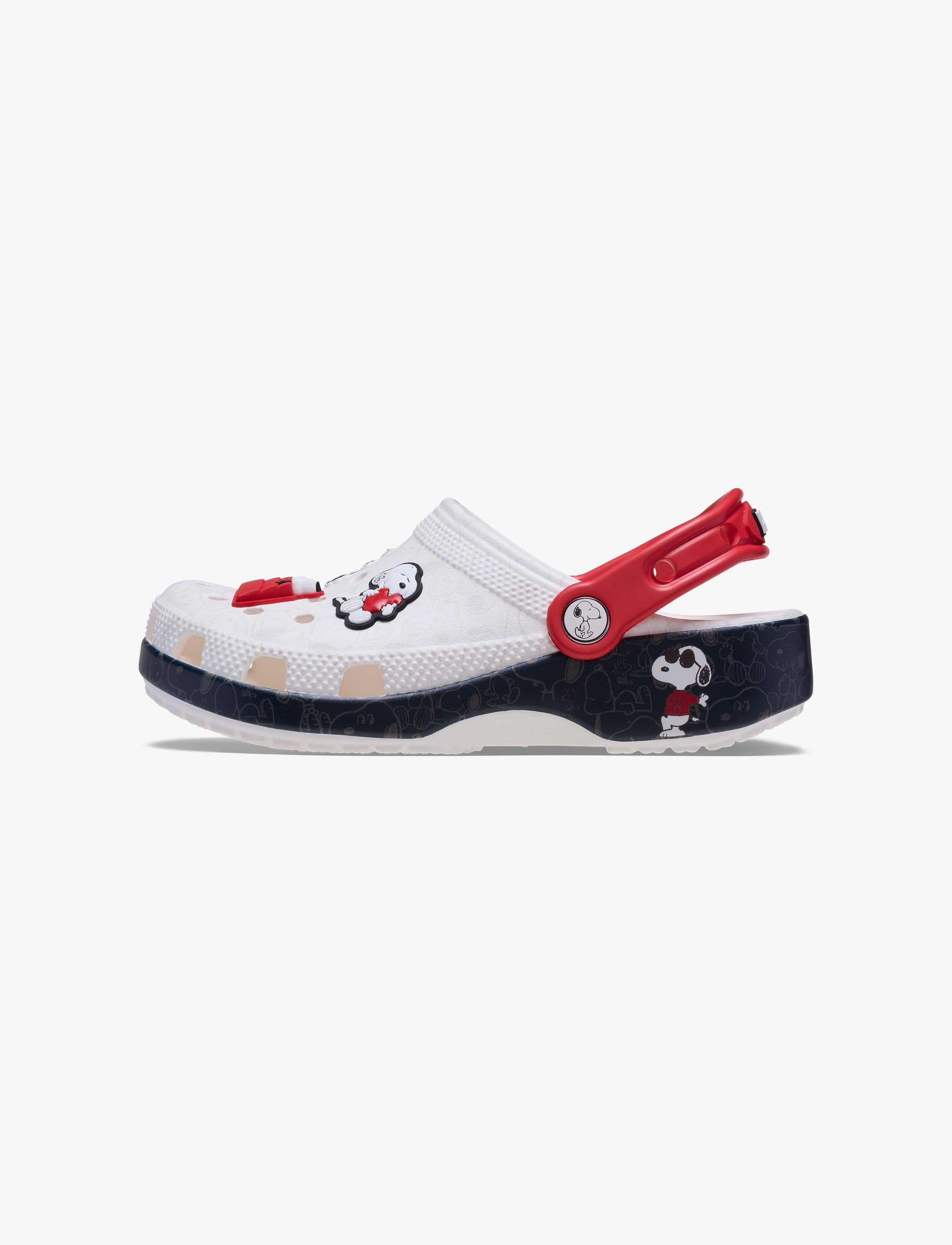 Crocs Peanuts Classic Clog K - כפכפי קלוג קרוקס סנופי לילדים בצבע לבן/שחור/אדום