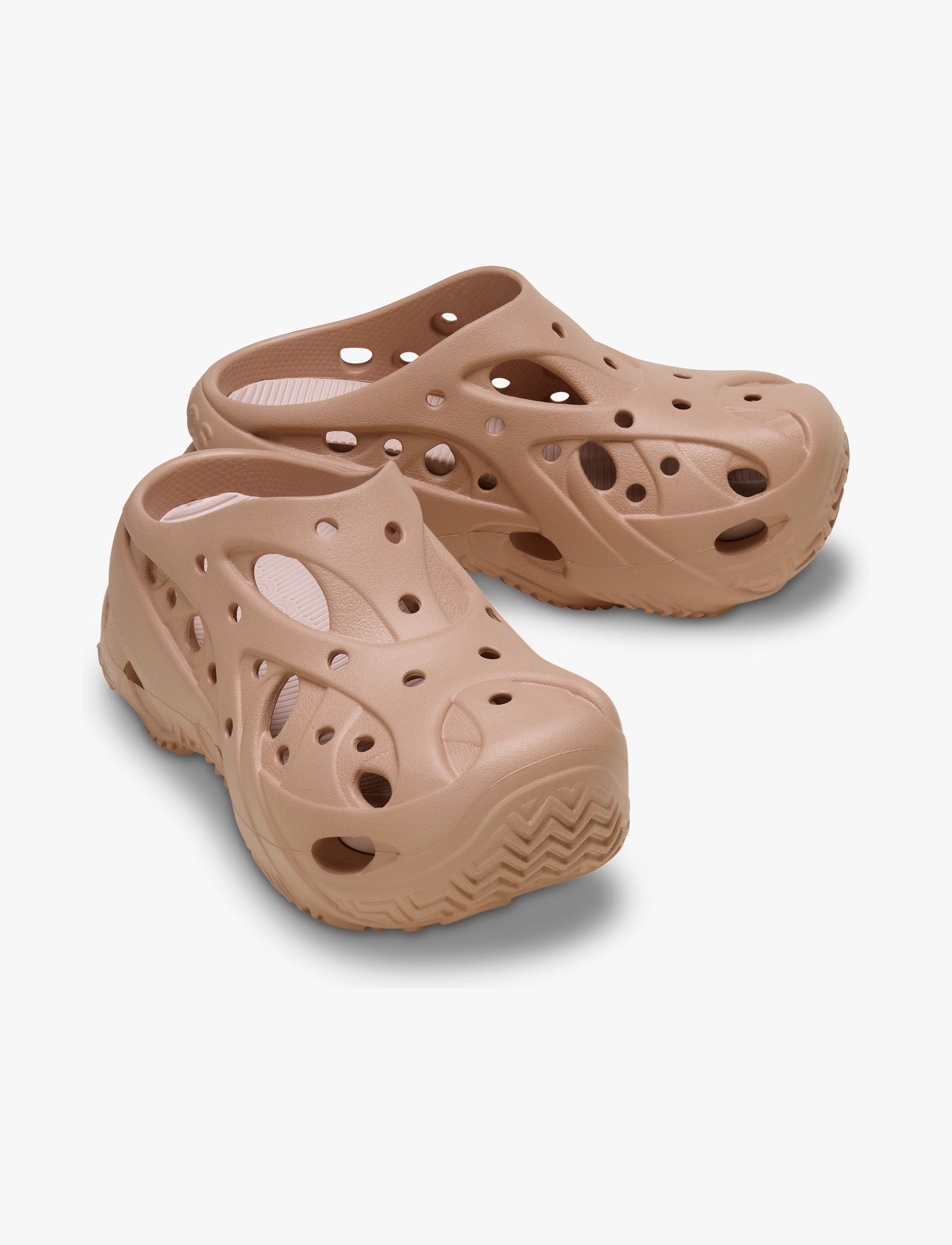 Crocs Caged Clog - כפכפי קרוקס פלטפורמה לנשים בצבע ורוד קרמל