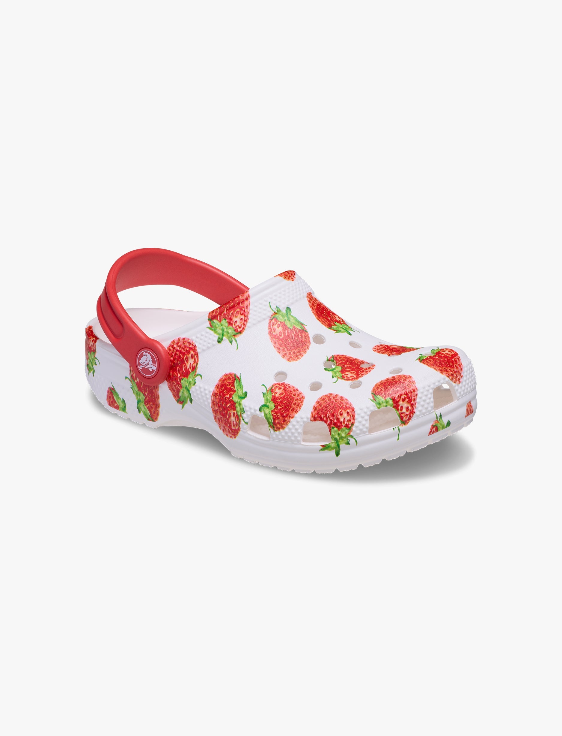 Crocs Classic Fresh Fruits T - כפכפי קרוקס לילדים בצבע לבן בהדפס תותים אדומים מידות קטנות