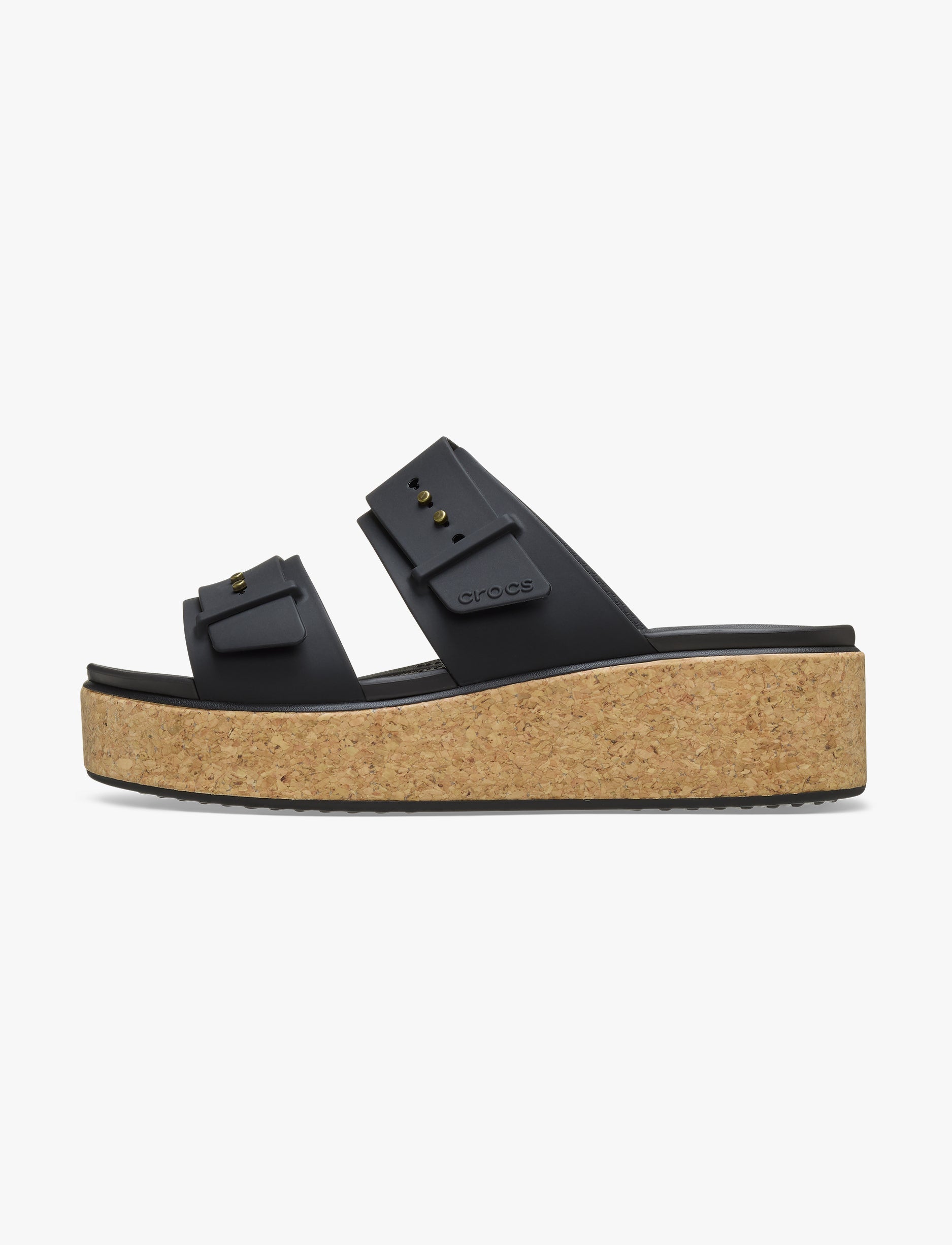 Crocs Brooklyn Cork Buckle - כפכפי פלטפורמה קרוקס ברוקלין לנשים בצבע שחור