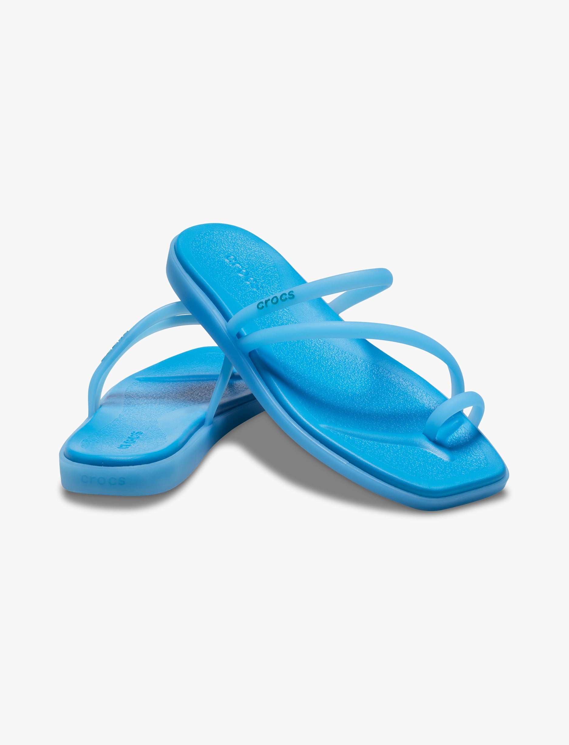 Crocs Miami Frosted Toe Loop - כפכפי אצבע קרוקס מיאמי לנשים בצבע כחול מטאלי/שחור