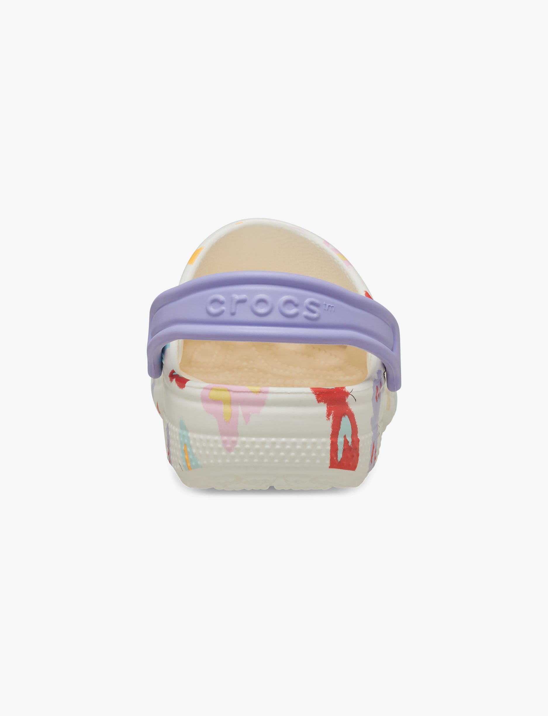 Crocs Classic Butterfly Graphic Clog K כפכפי קלוג קרוקס לילדים בצבע לבן גיר בהדפס פרפרים צבעוניים