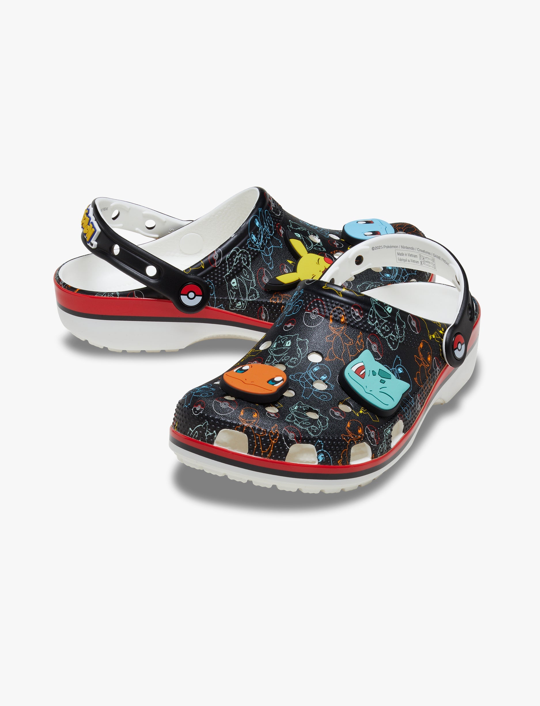 Crocs Pokemon Print Classic Clog - כפכפי קלוג קרוקס פוקימוןן פרינט בצבע שחור/לבן