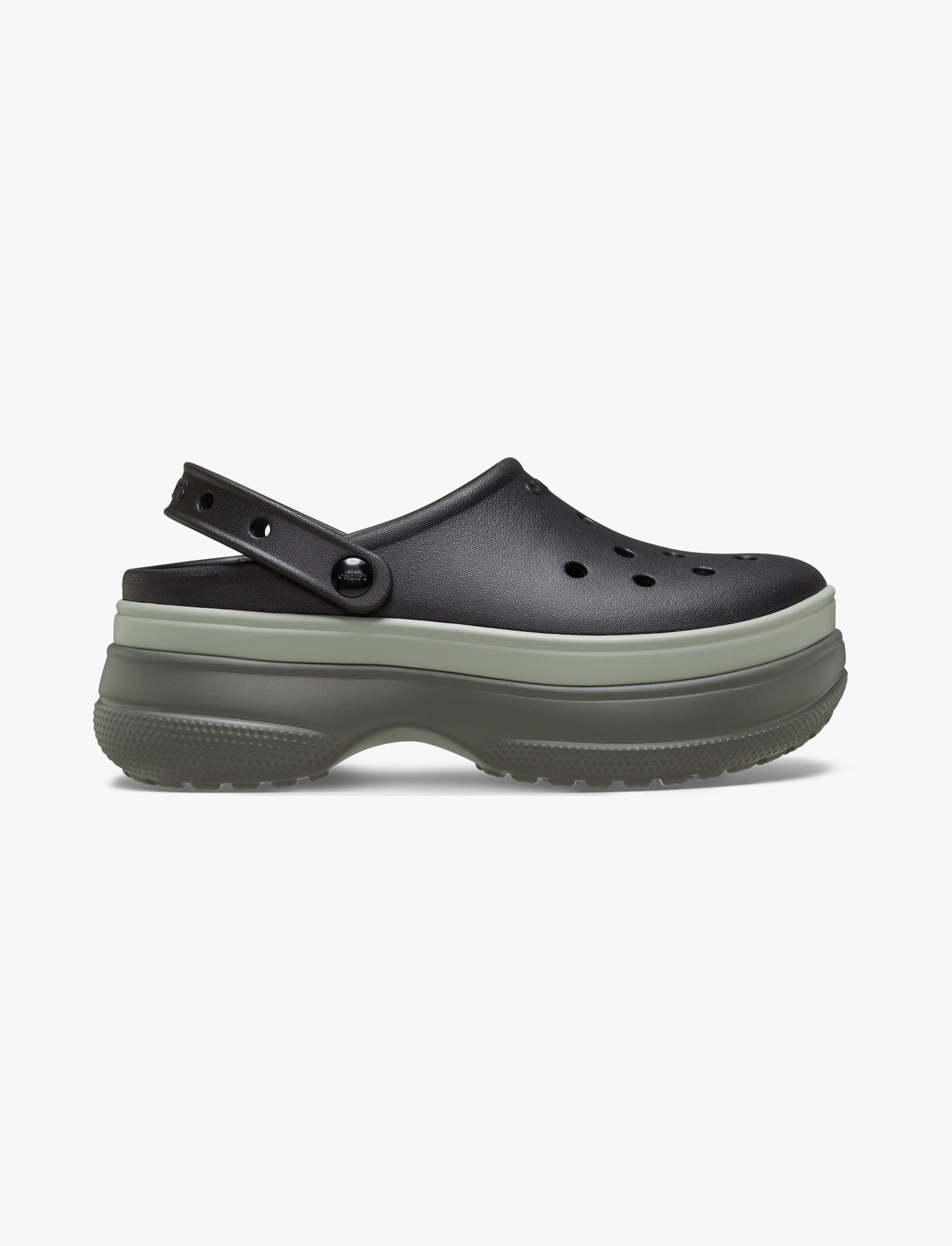 Crocs Classic Stacked Clog - כפכפי פלטפורמה קרוקס לנשים בצבע שחור/ירוק זית