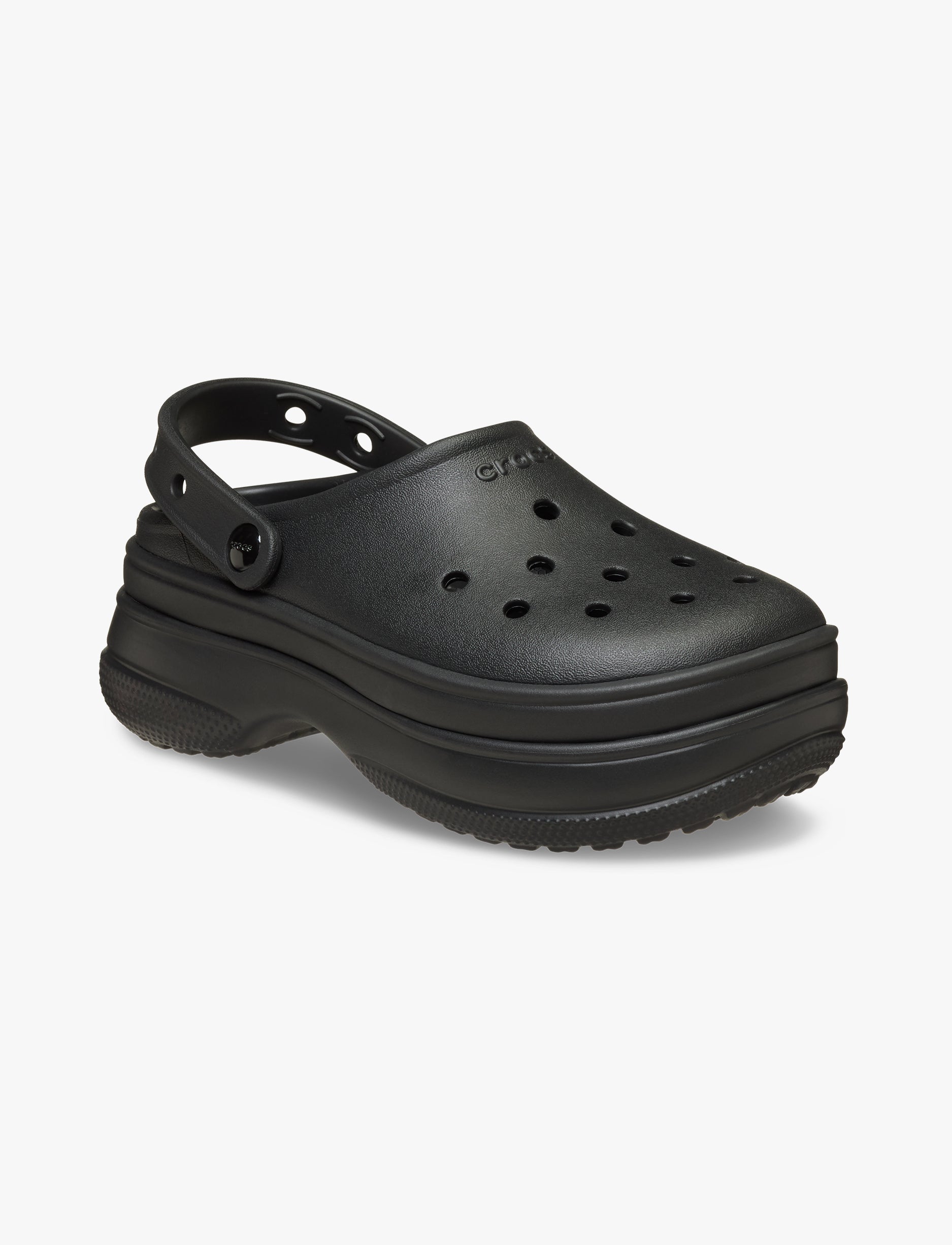 Crocs Classic Stacked Clog - כפכפי פלטפורמה קרוקס לנשים בצבע שחור/שחור