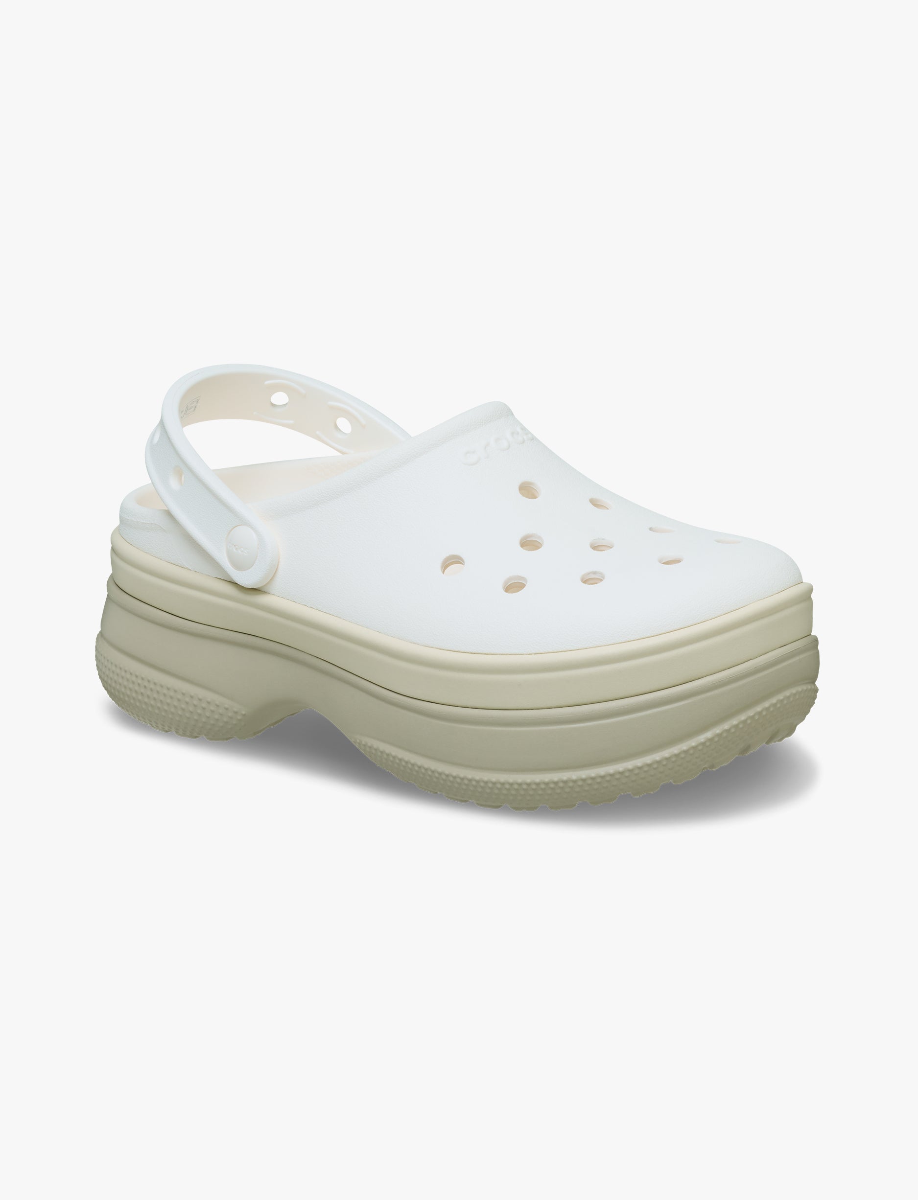 Crocs Classic Stacked Clog - כפכפי פלטפורמה קרוקס לנשים בצבע לבן גיר/קרם