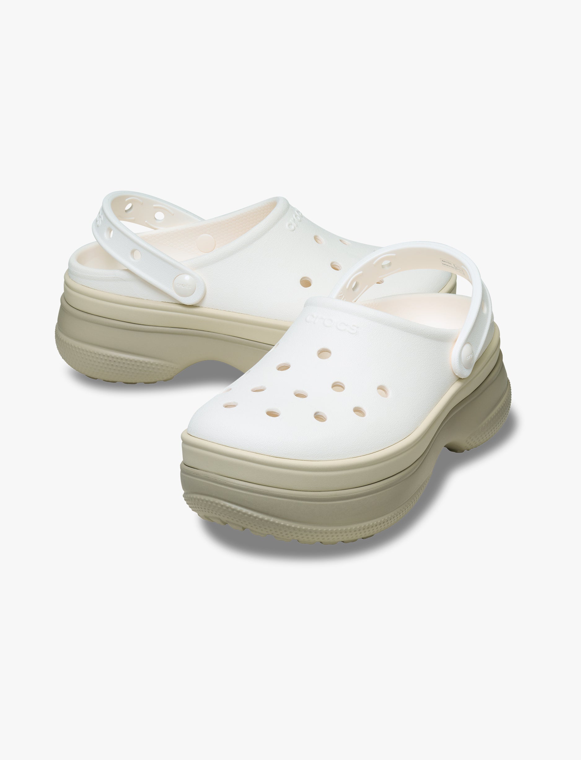 Crocs Classic Stacked Clog - כפכפי פלטפורמה קרוקס לנשים בצבע לבן גיר/קרם