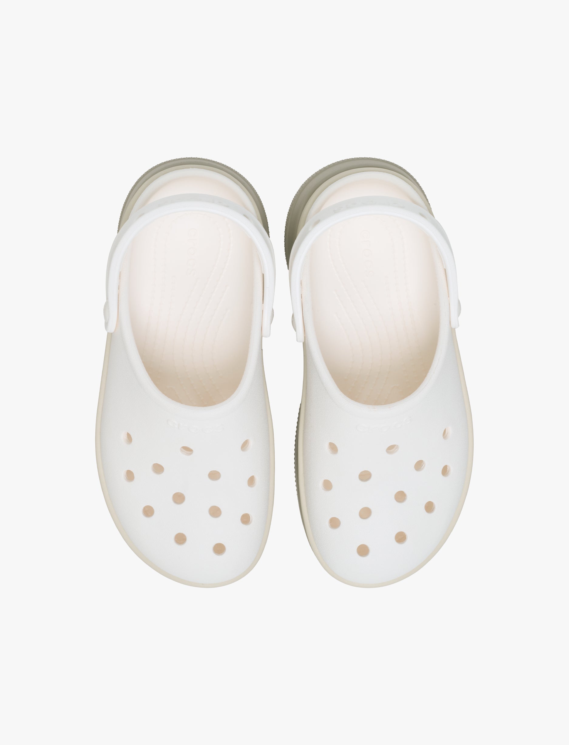 Crocs Classic Stacked Clog - כפכפי פלטפורמה קרוקס לנשים בצבע לבן גיר/קרם