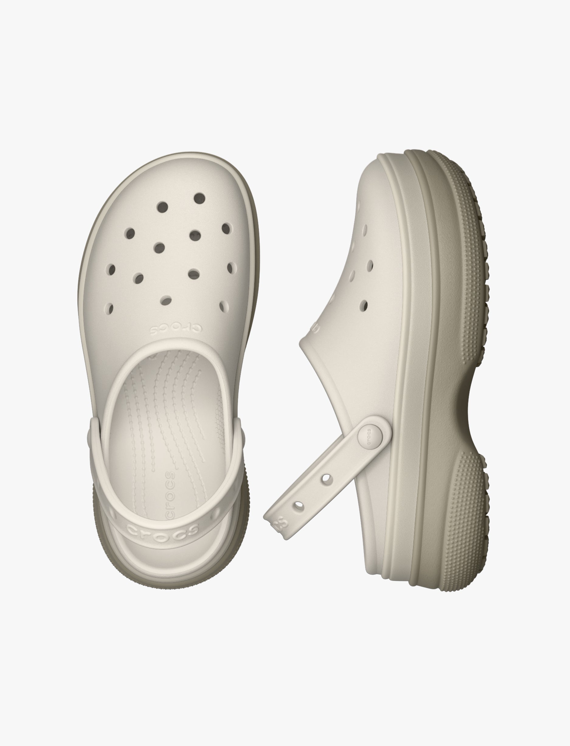 Crocs Classic Stacked Clog - כפכפי פלטפורמה קרוקס לנשים בצבע לבן גיר/קרם