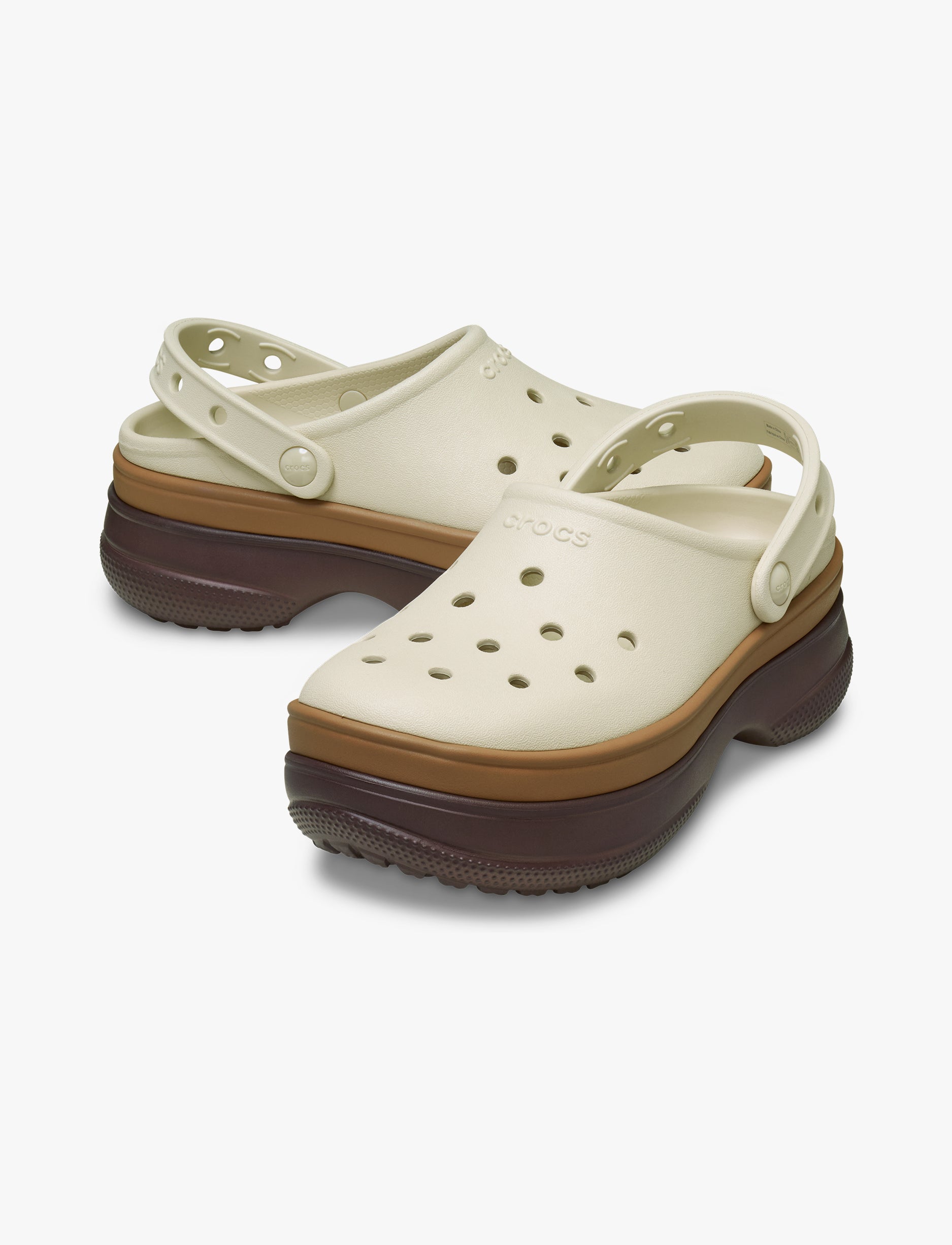 Crocs Classic Stacked Clog - כפכפי פלטפורמה קרוקס לנשים בצבע קרם/מוקה