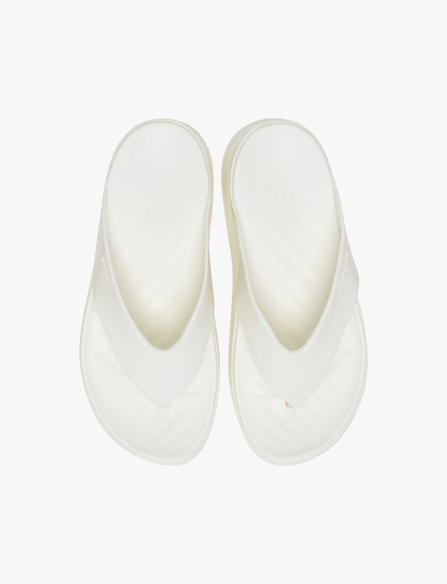 Crocs Getaway Platform Patent Flip - כפכפי אצבע קרוקס לנשים בצבע לבן גיר