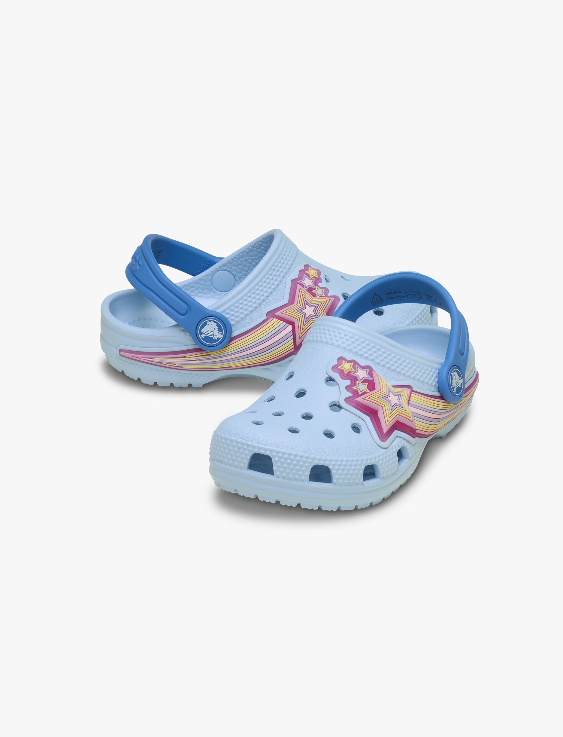 Crocs Classic Star Lights Clog T - כפכפי קרוקס קלוג עם אורות לילדים בצבע כחול פרוסט