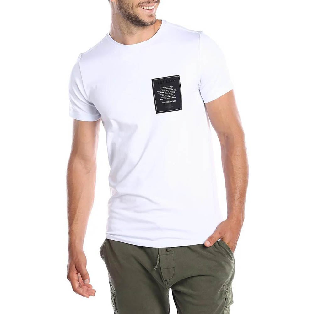 חולצת טישרט ריפליי קצרה לוגו ריבוע בחזה גברים