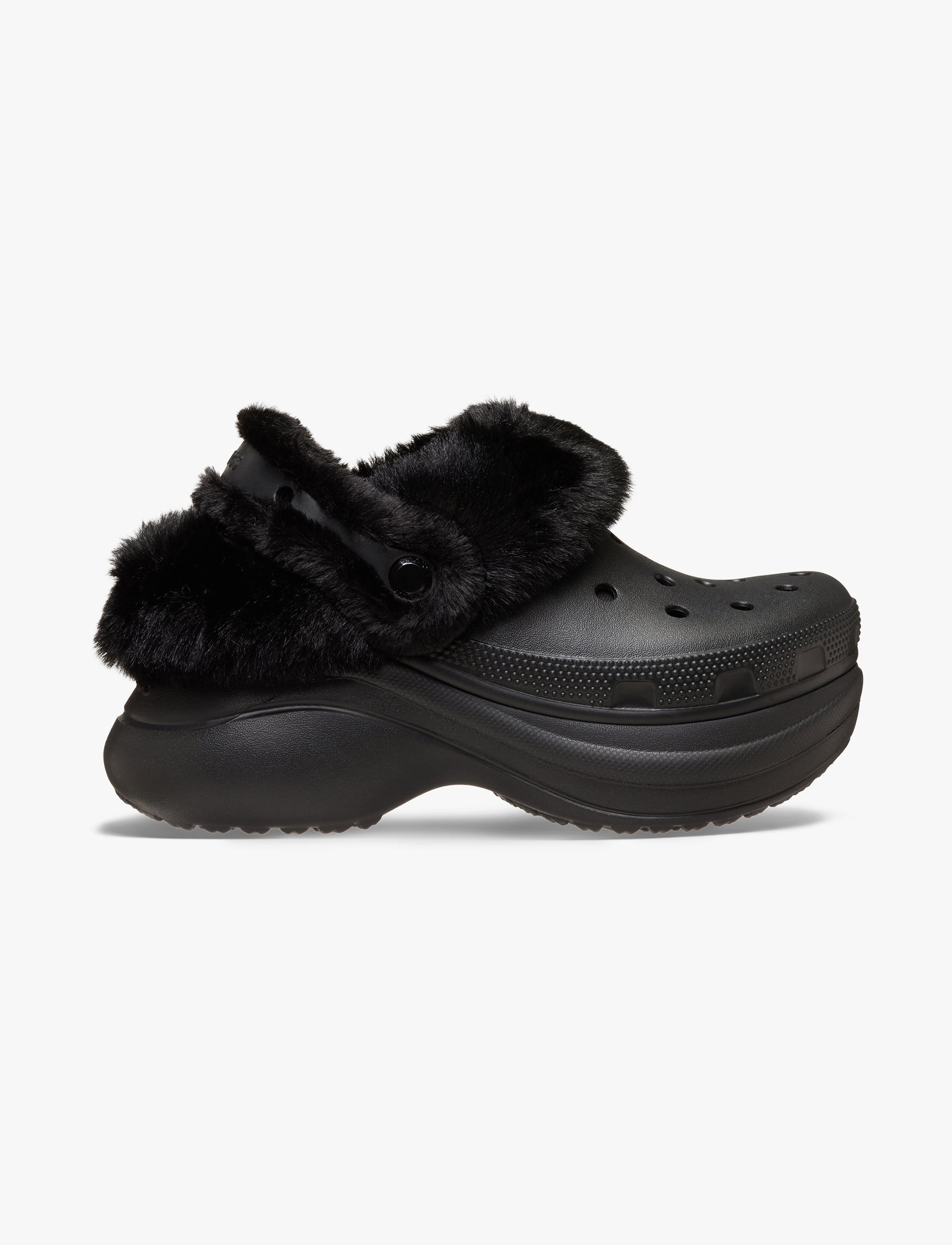 Crocs Bae Lined Clog - כפכפים פרוותיים קרוקס פלטפורמה ביי לנשים בצבע שחור