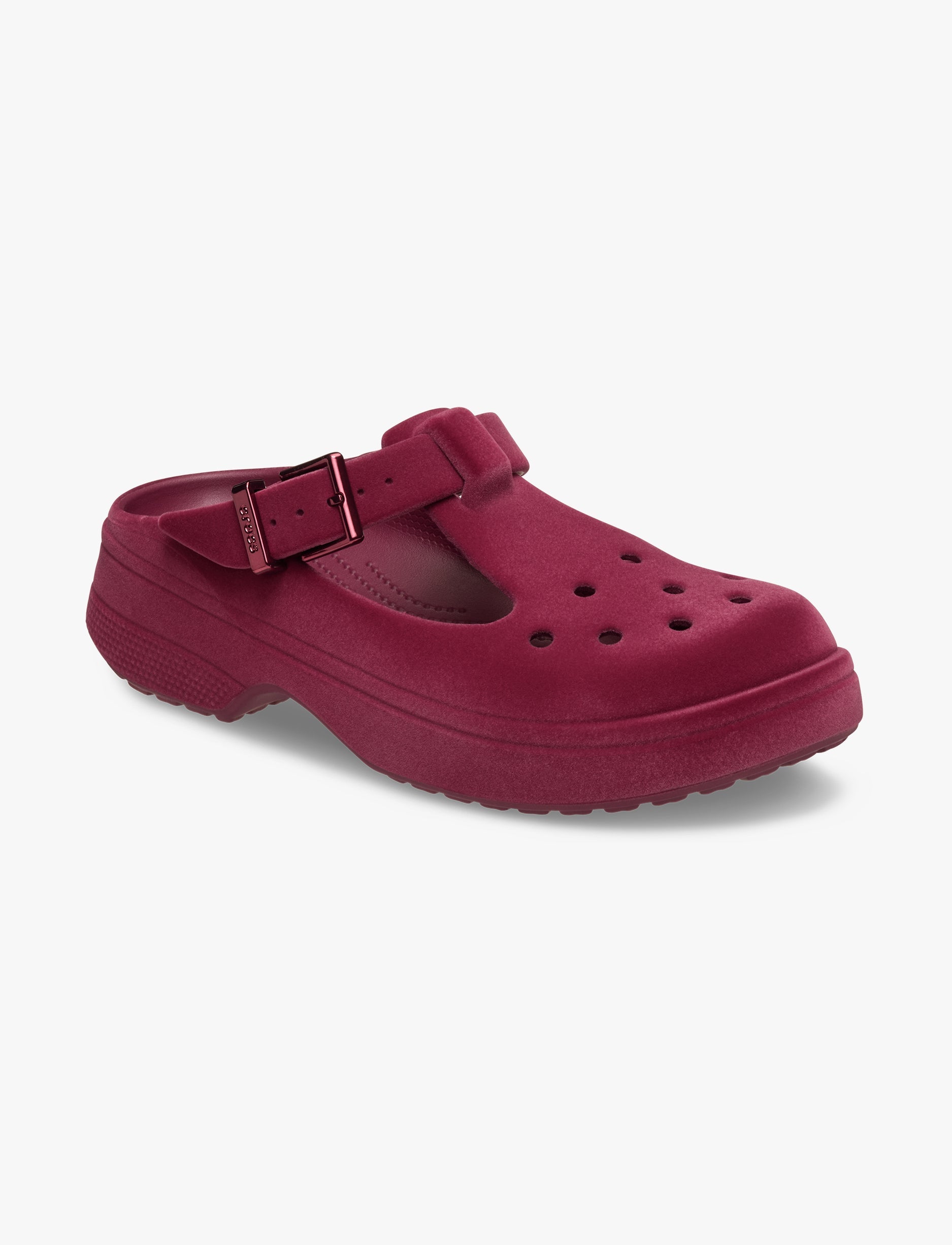 Crocs Classic Mary Jane Velvet Clog - נעלי קרוקס מרי ג'ין קטיפה לנשים בצבע סגול סלק