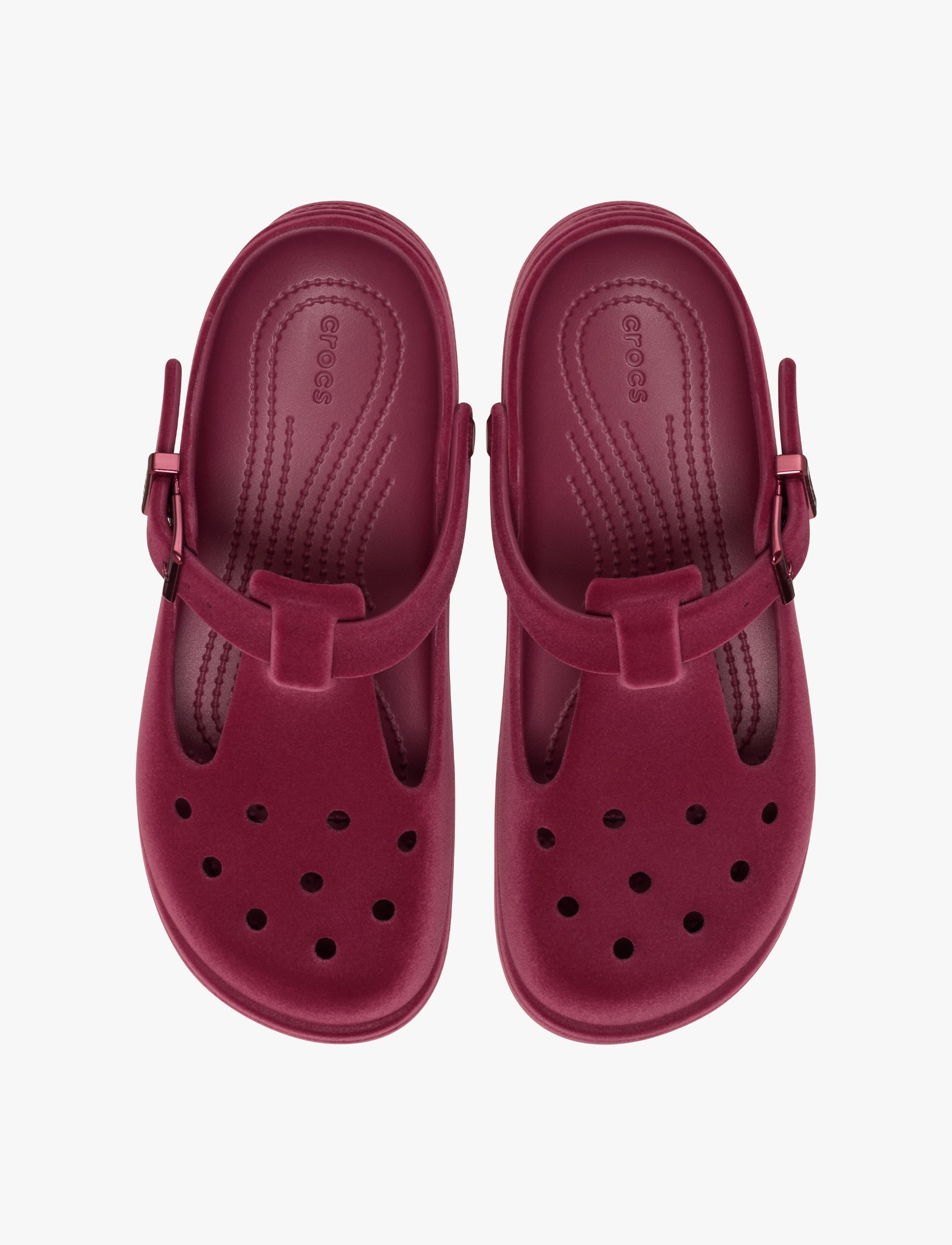 Crocs Classic Mary Jane Velvet Clog - נעלי קרוקס מרי ג'ין קטיפה לנשים בצבע סגול סלק