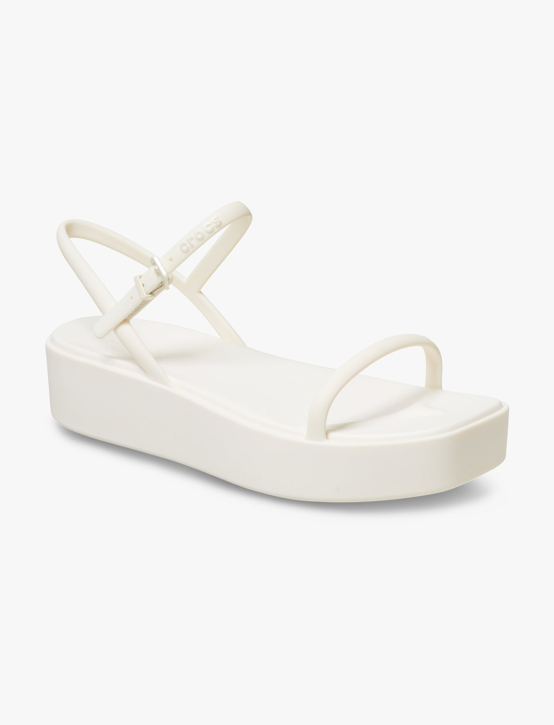 Crocs Miami Platform Y Strap Sandal - סנדלי פלטפורמה קרוקס לנשים בצבע לבן גיר