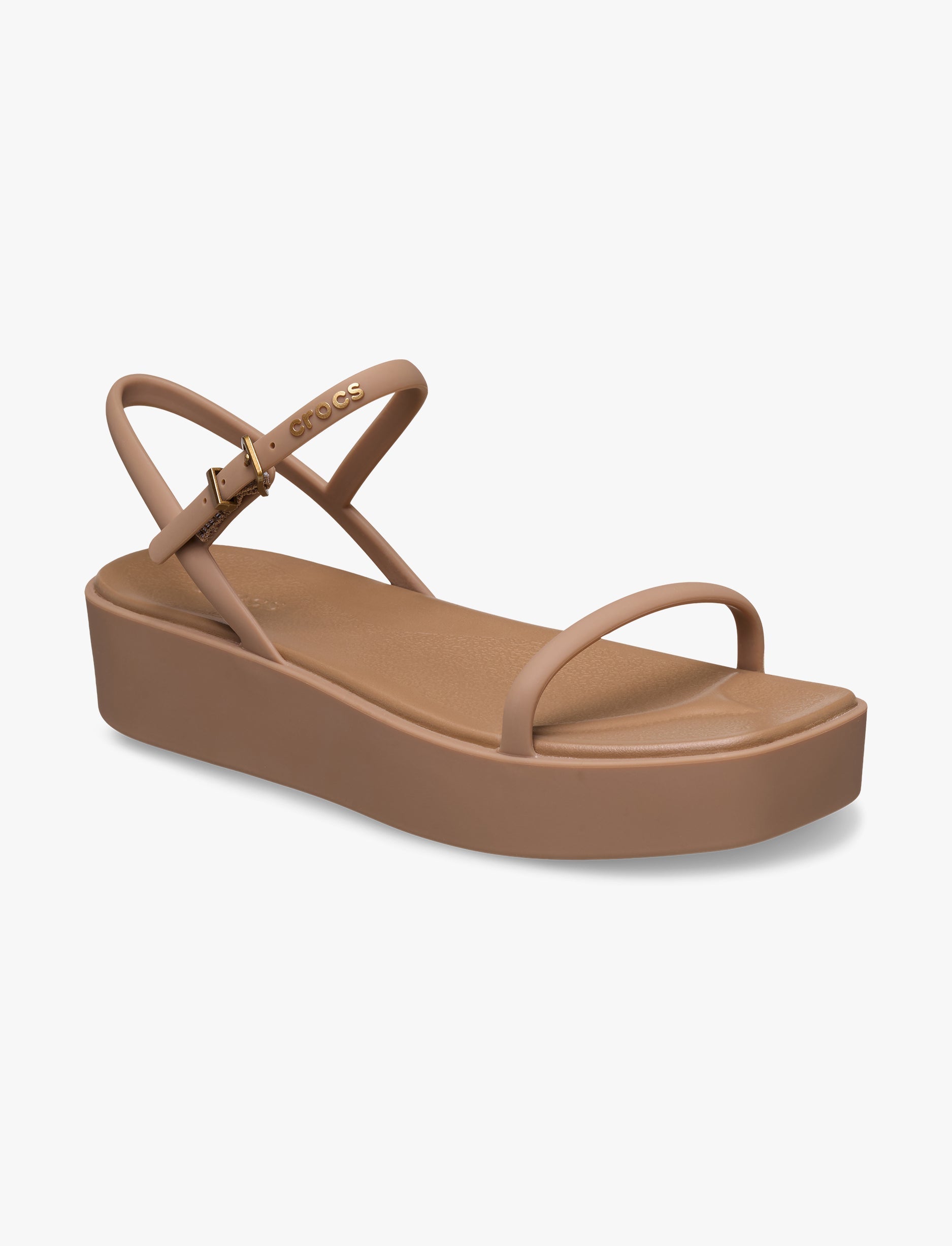 Crocs Miami Platform Y Strap Sandal - סנדלי פלטפורמה קרוקס לנשים בצבע שוקולד חלב