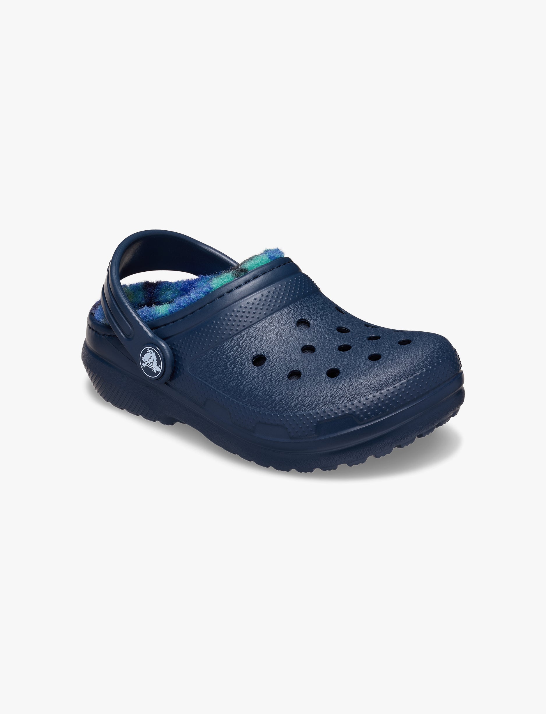 Crocs Classic Lined Bold Check Clog T - כפכפי פרווה קלוג קרוקס לילדים בצבע נייבי מידות קטנות