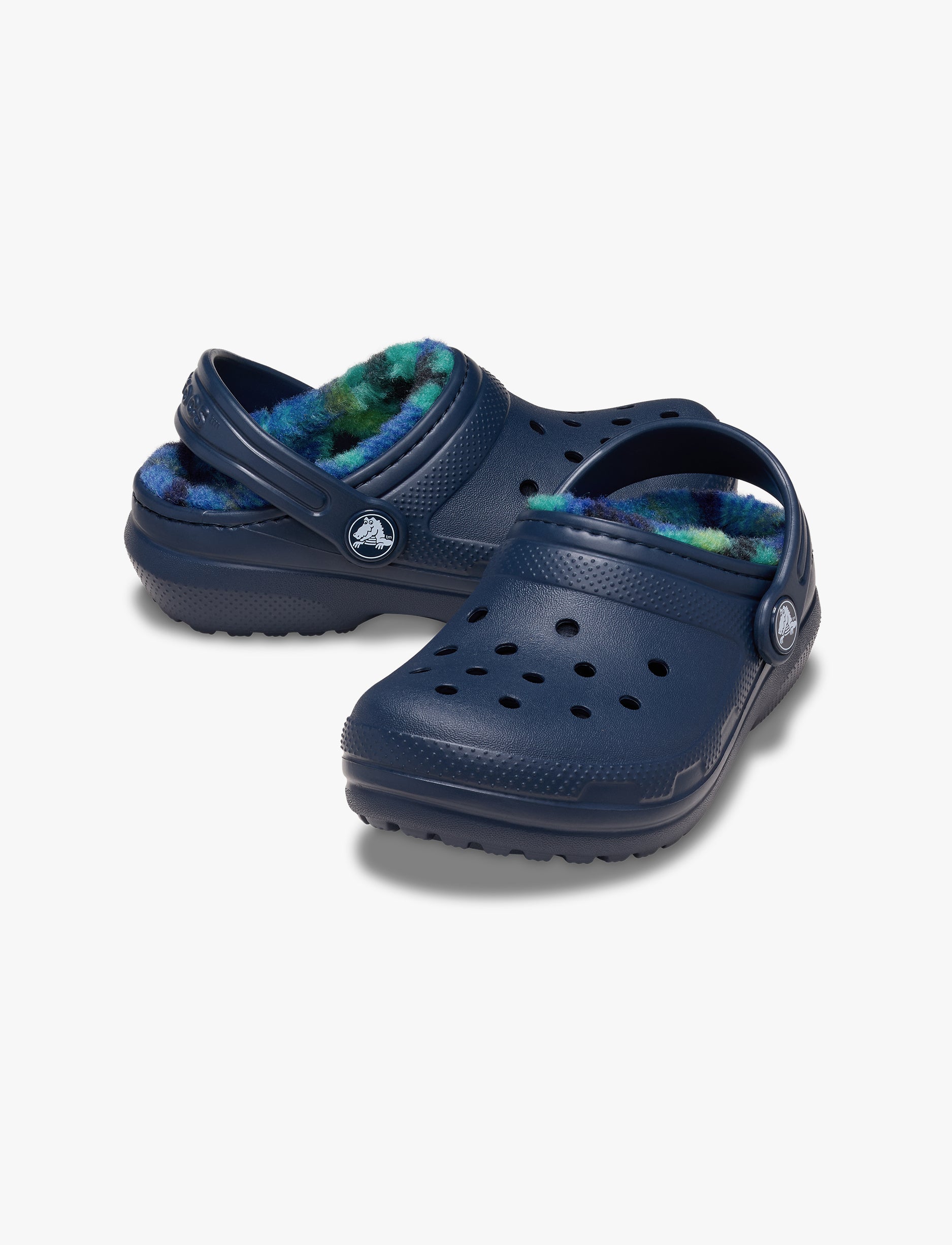 Crocs Classic Lined Bold Check Clog T - כפכפי פרווה קלוג קרוקס לילדים בצבע נייבי מידות קטנות