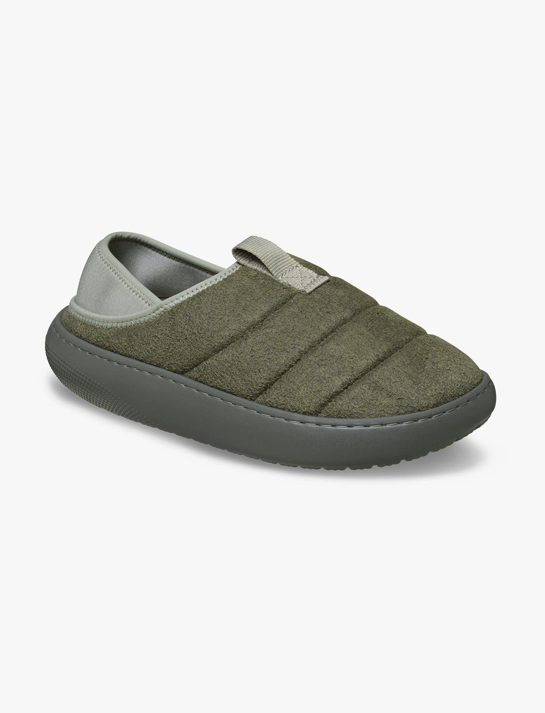 Crocs Classic Vegan Suede Moc - כפכפי פרווה קרוקס בצבע ירוק/אפור