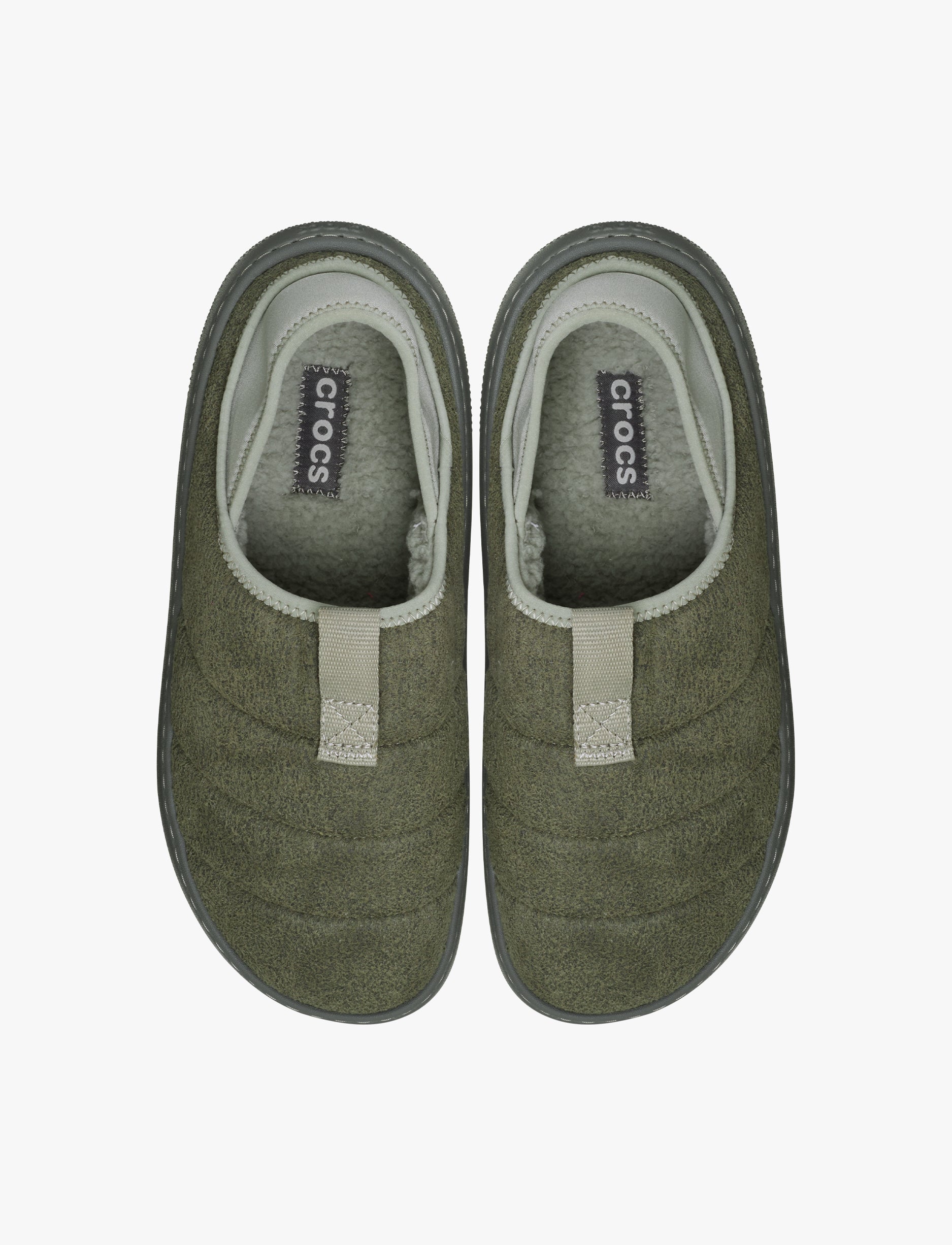 Crocs Classic Vegan Suede Moc - כפכפי פרווה קרוקס בצבע ירוק/אפור