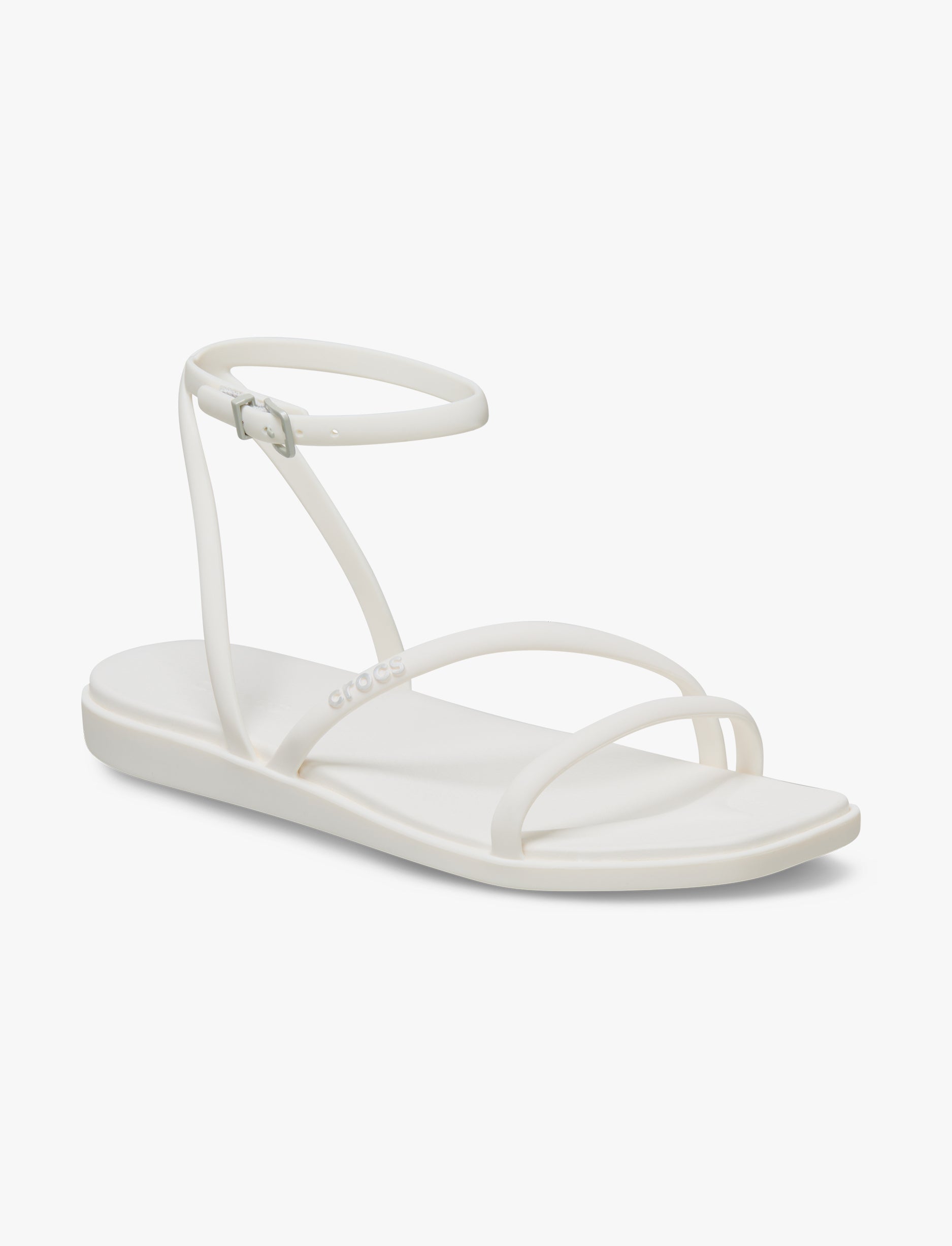 Crocs Miami Ankle Strap Sanda l - סנדלי קרוקס מיאמי עם רצועת קרסול לנשים בצבע לבן גיר