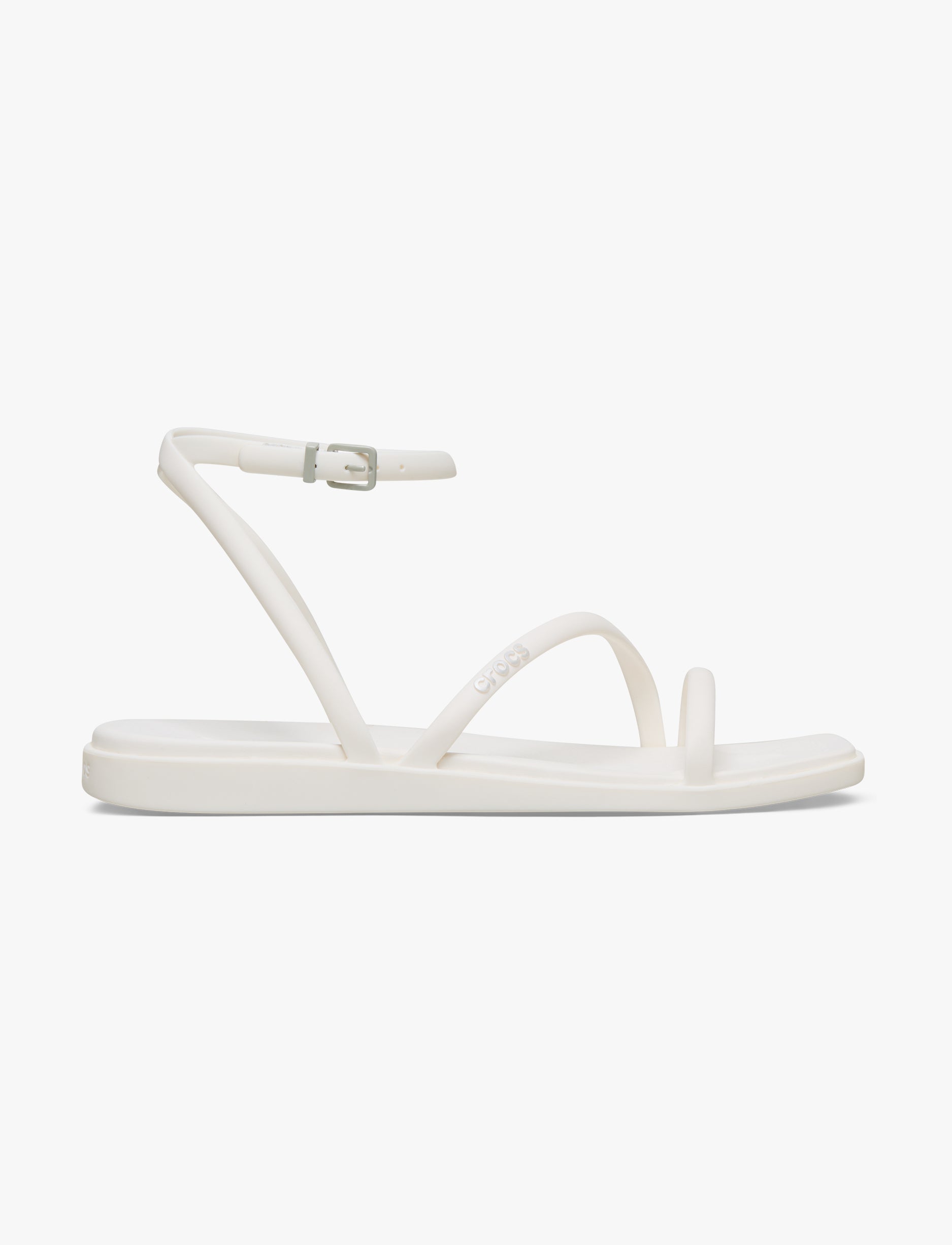 Crocs Miami Ankle Strap Sanda l - סנדלי קרוקס מיאמי עם רצועת קרסול לנשים בצבע לבן גיר