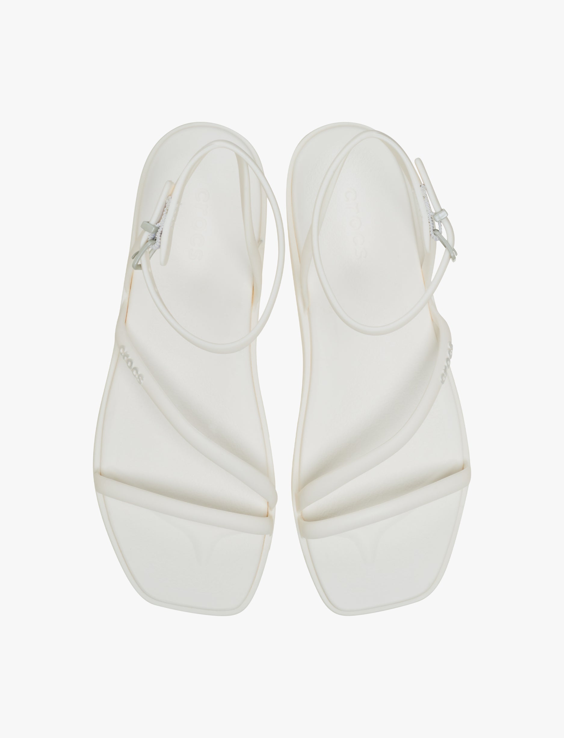Crocs Miami Ankle Strap Sanda l - סנדלי קרוקס מיאמי עם רצועת קרסול לנשים בצבע לבן גיר
