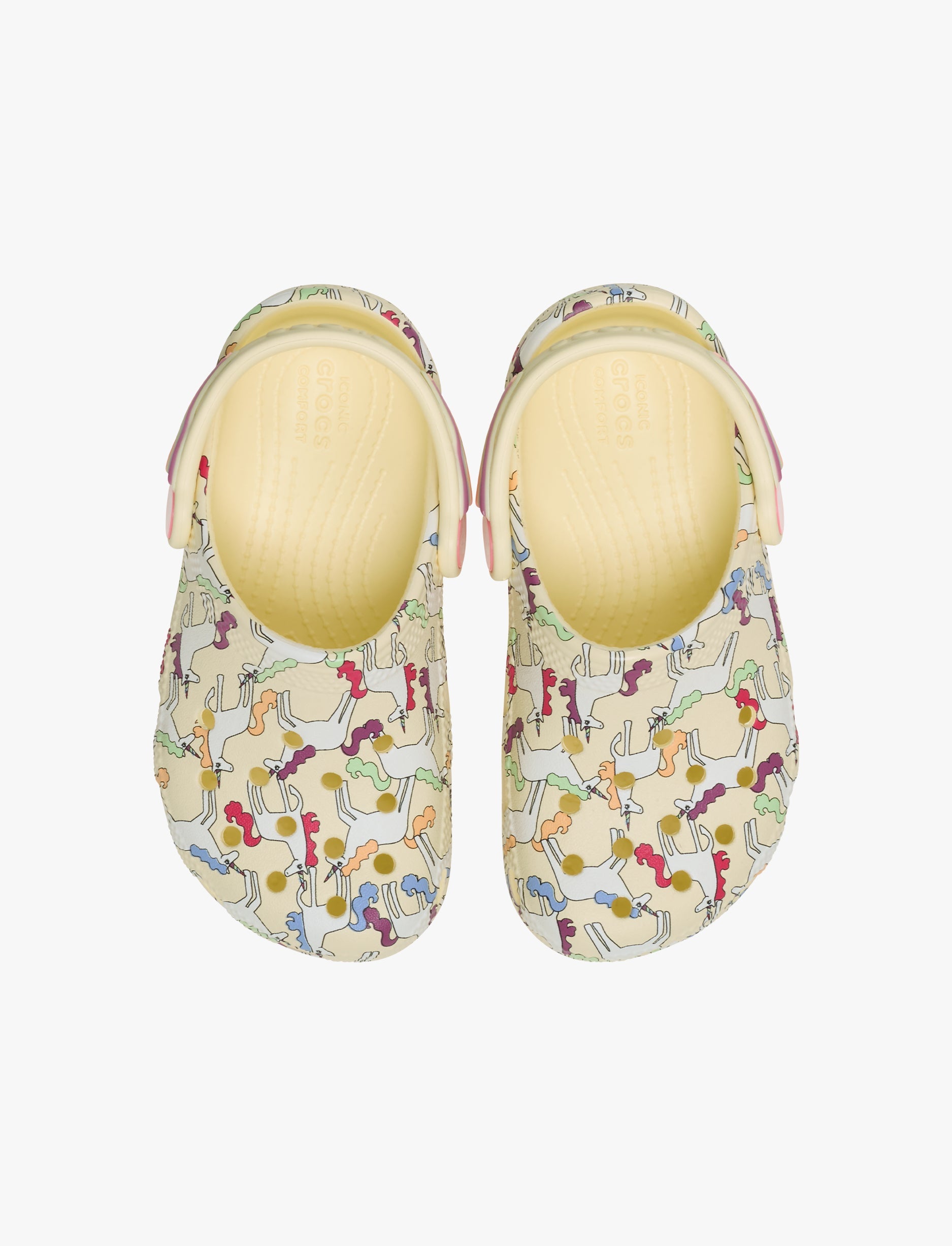 Crocs Classic Unicorn Graphic Clog - כפכפי קרוקס קלוג חד קרן בצבע קרם לקטנטנים