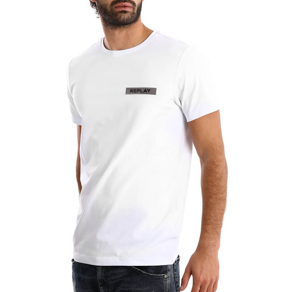 חולצת טישרט ריפליי קצרה לוגו בחזה לוגו גדול בגב גברים