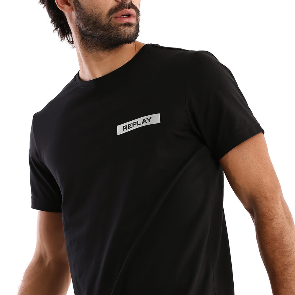 חולצת טישרט ריפליי קצרה לוגו בחזה לוגו גדול בגב גברים