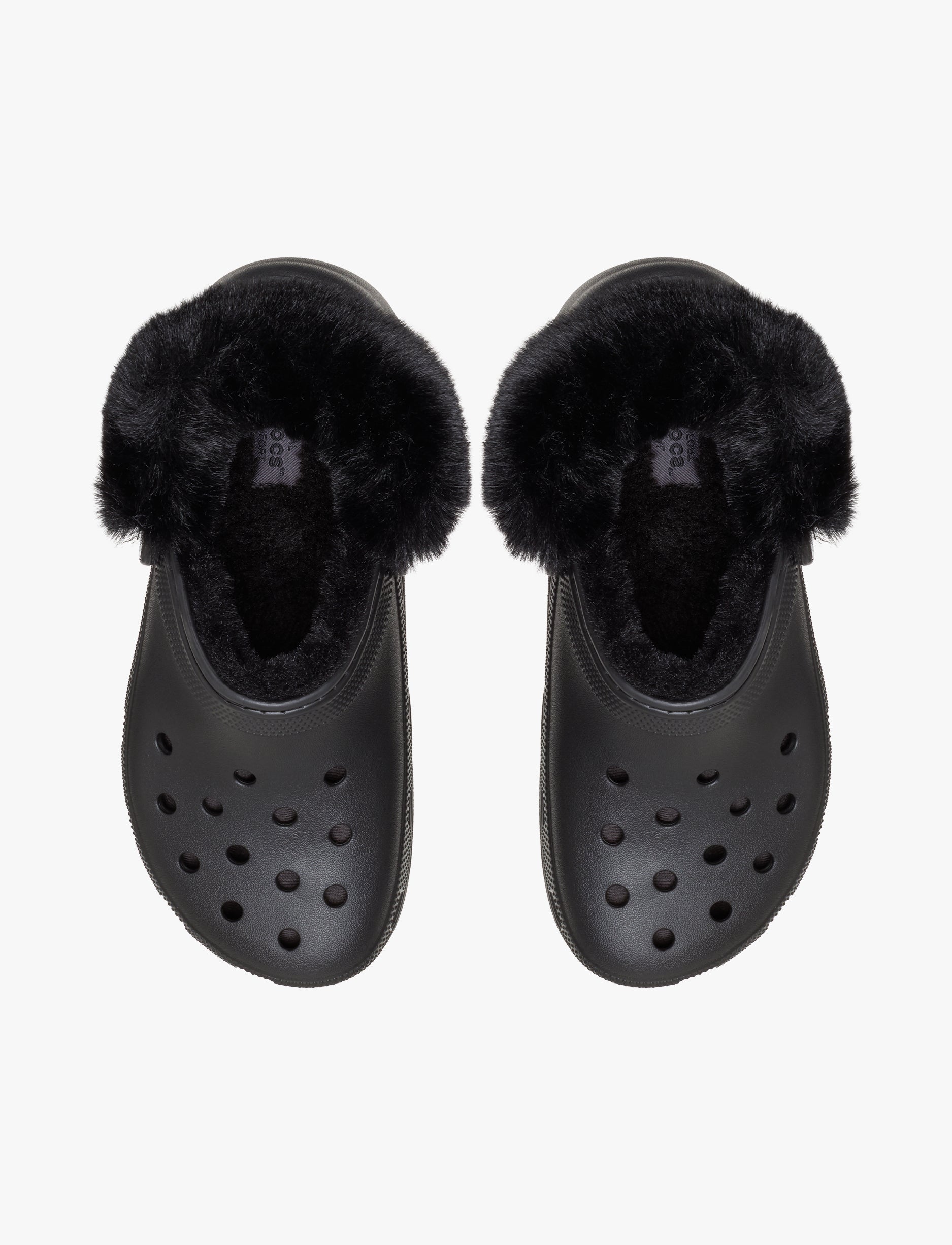 Crocs Classic Platform Fuzz Lined Clog - כפכפי קרוקס פלטפורמה פרוותיים לנשים בצבע שחור