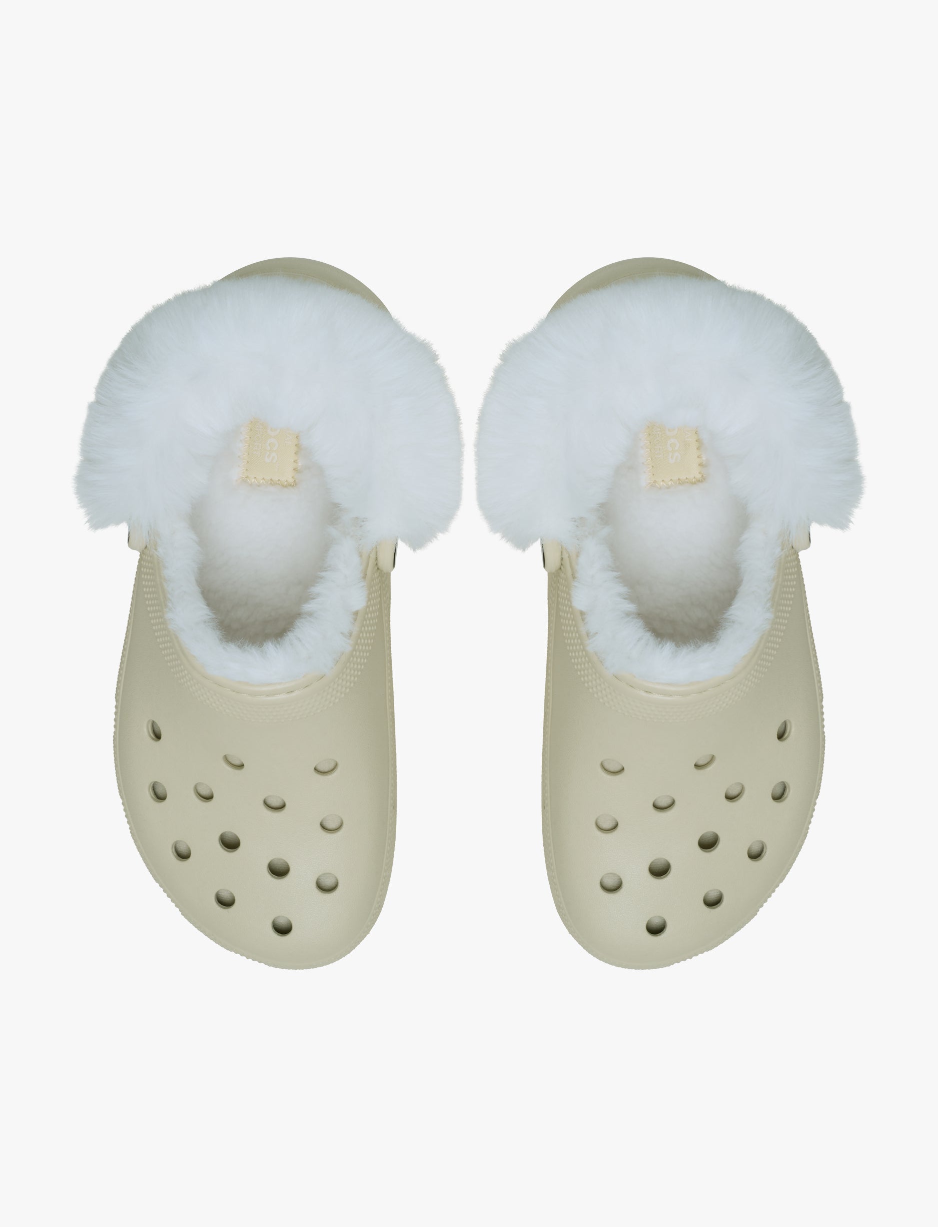 Crocs Classic Platform Fuzz Lined Clog - כפכפי קרוקס פלטפורמה פרוותיים לנשים בצבע קרם