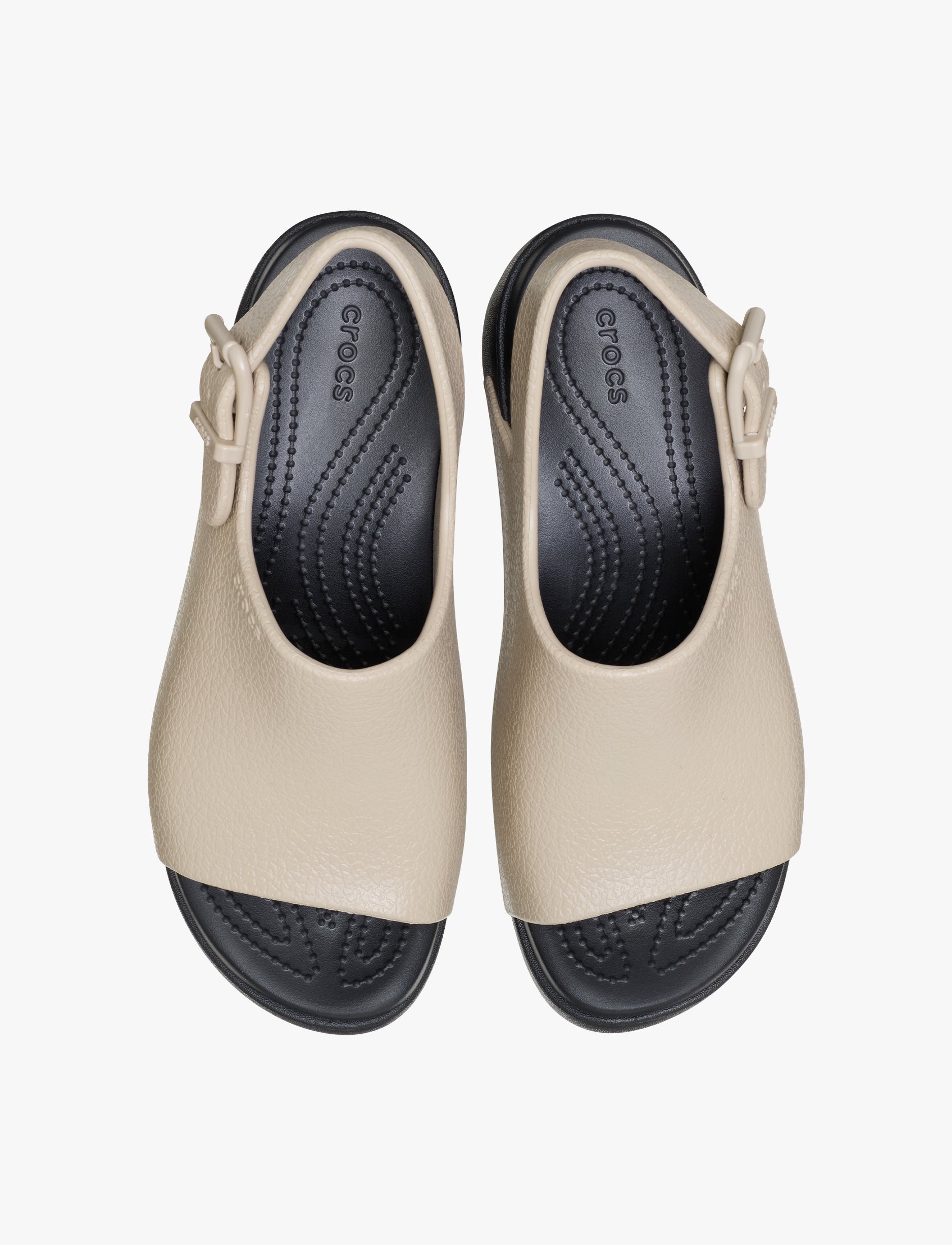Crocs Dylan Platform Slide - סנדלי פלטפורמה קרוקס דילן בצבע בז'/שחור לנשים