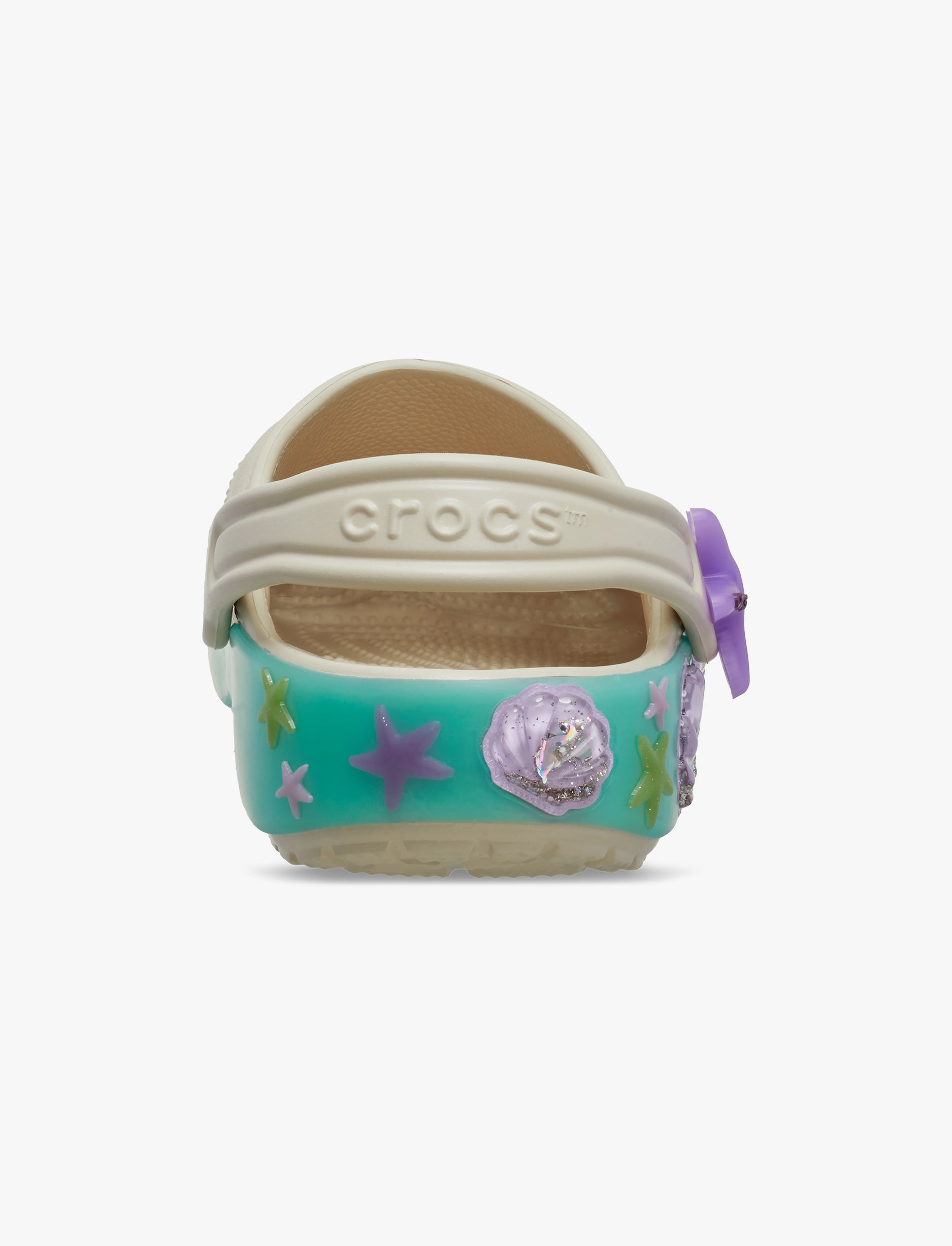 Crocs Classic Sea Sparkle Shaker Clog T - כפכפי קלוג קרוקס לילדים בצבע קרם בעיטור צדפים מידות קטנות